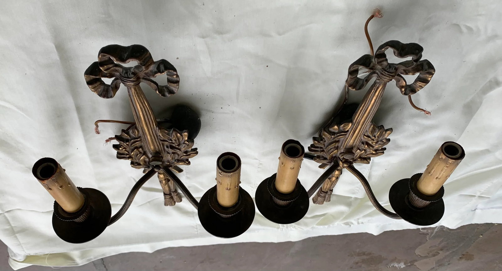 Vintage Early 20th Century Italian Brass Sconces - a Pair - 5