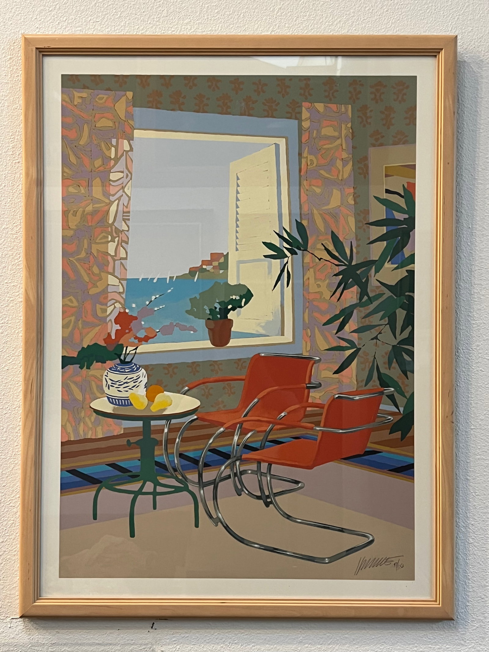 Max Hayslette Signed Vintage Serigraph "Interior With Mies" – Modernist Interior With Mies Cha - 3
