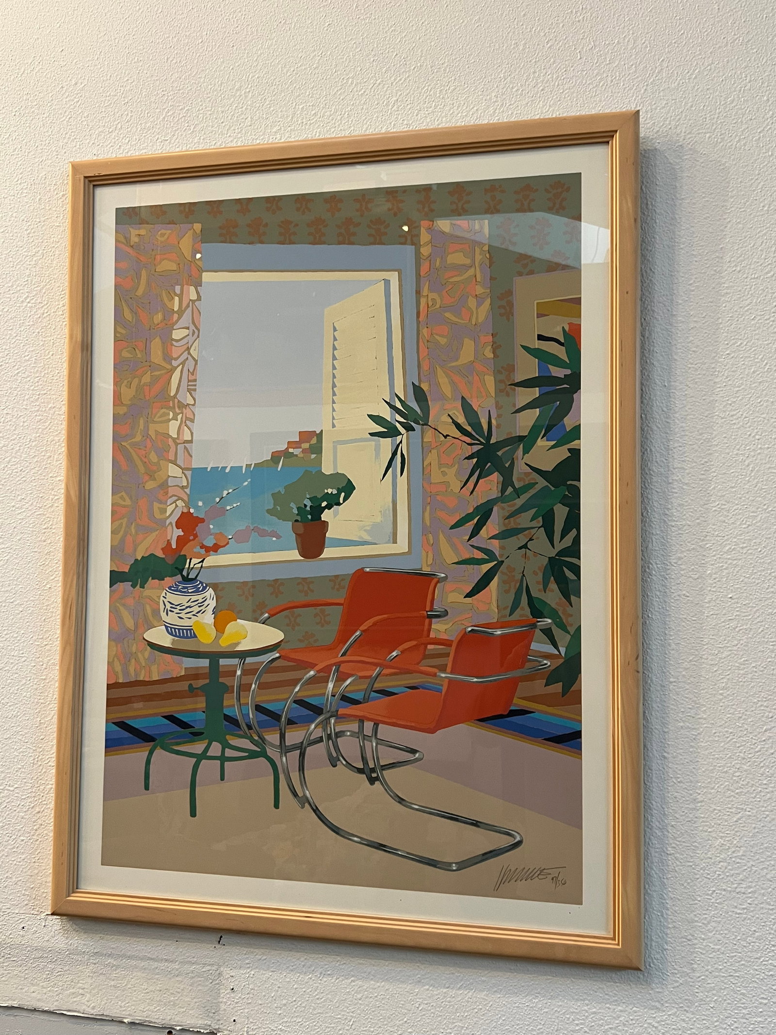 Max Hayslette Signed Vintage Serigraph "Interior With Mies" – Modernist Interior With Mies Cha - 4