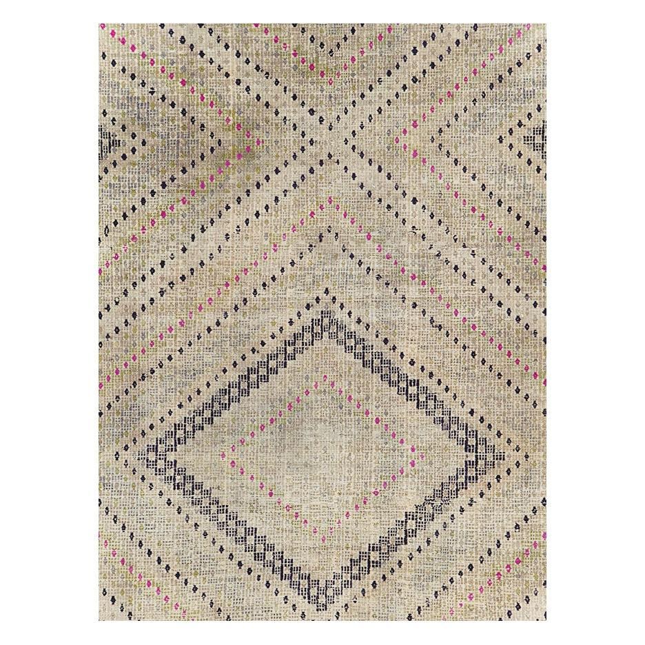 Mid-20th Century Handmade Turkish Flatweave Small Room Size Carpet - 2