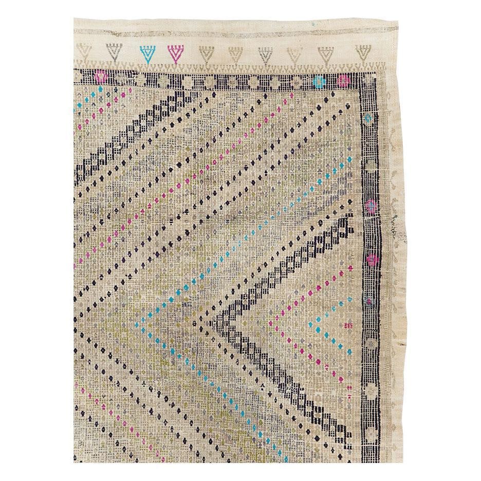 Mid-20th Century Handmade Turkish Flatweave Small Room Size Carpet - 4