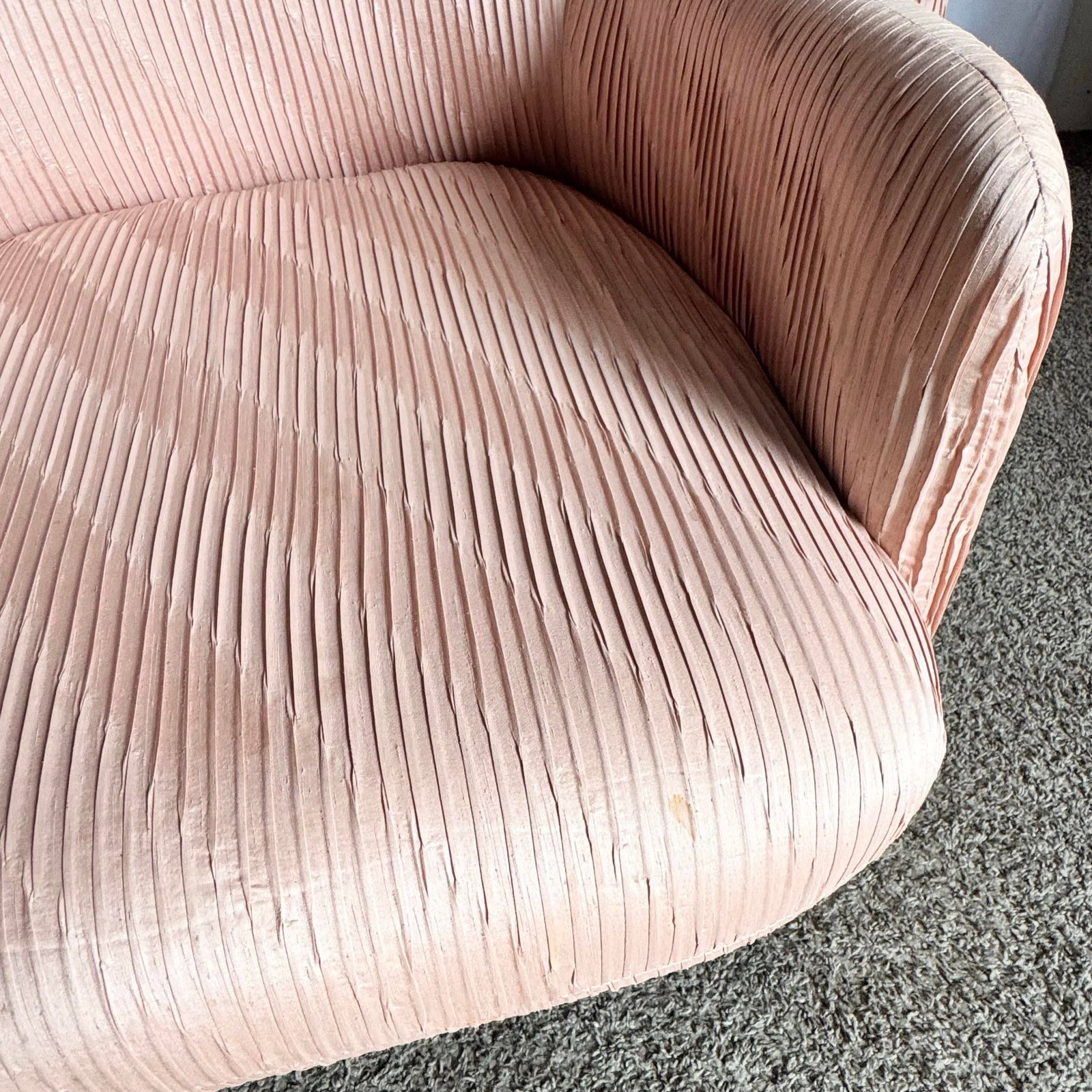 Postmodern Pleated Pink Fabric Arm Chairs by Preview Furniture - Set of 6 - 10
