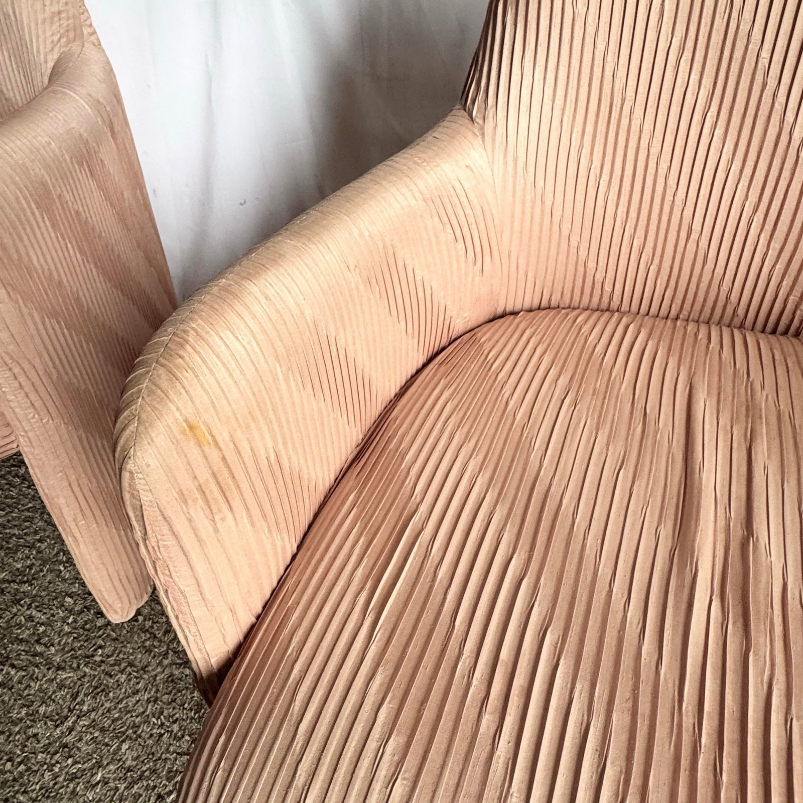 Postmodern Pleated Pink Fabric Arm Chairs by Preview Furniture - Set of 6 - 9
