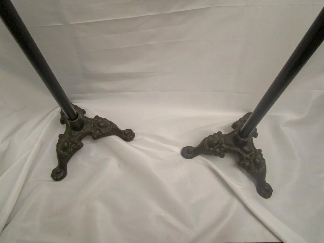 19th C Wooden Ceremonial Fraternal Masonic Crook and Spear on Metal Bases - 3
