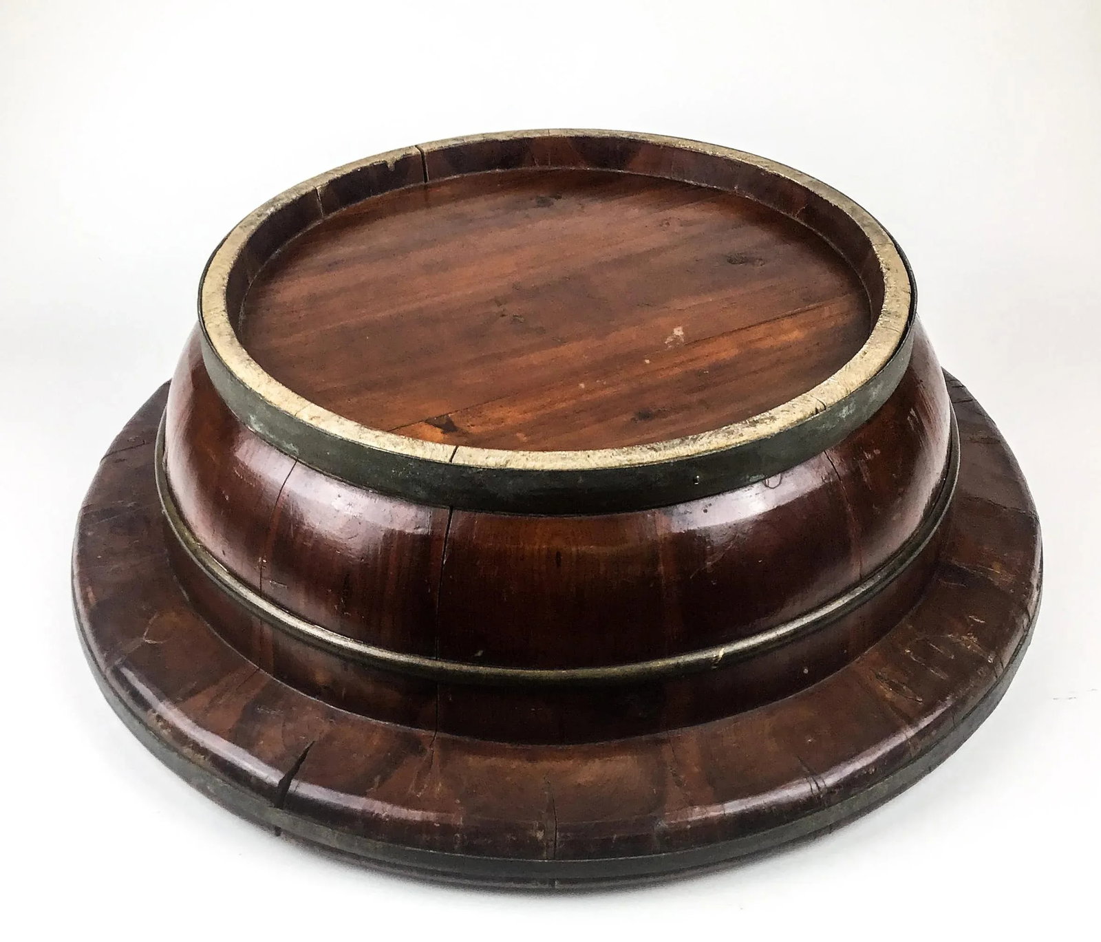 Antique Chinese Wood Rice Bucket - 9