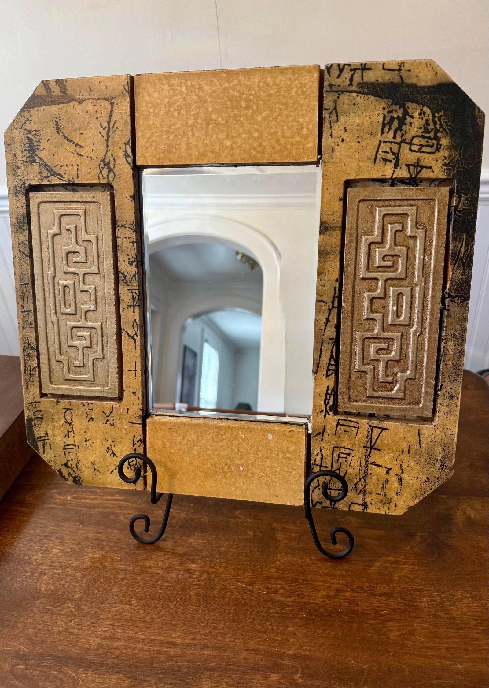 Hollywood Regency Mirror With Greek Key Motif - 12