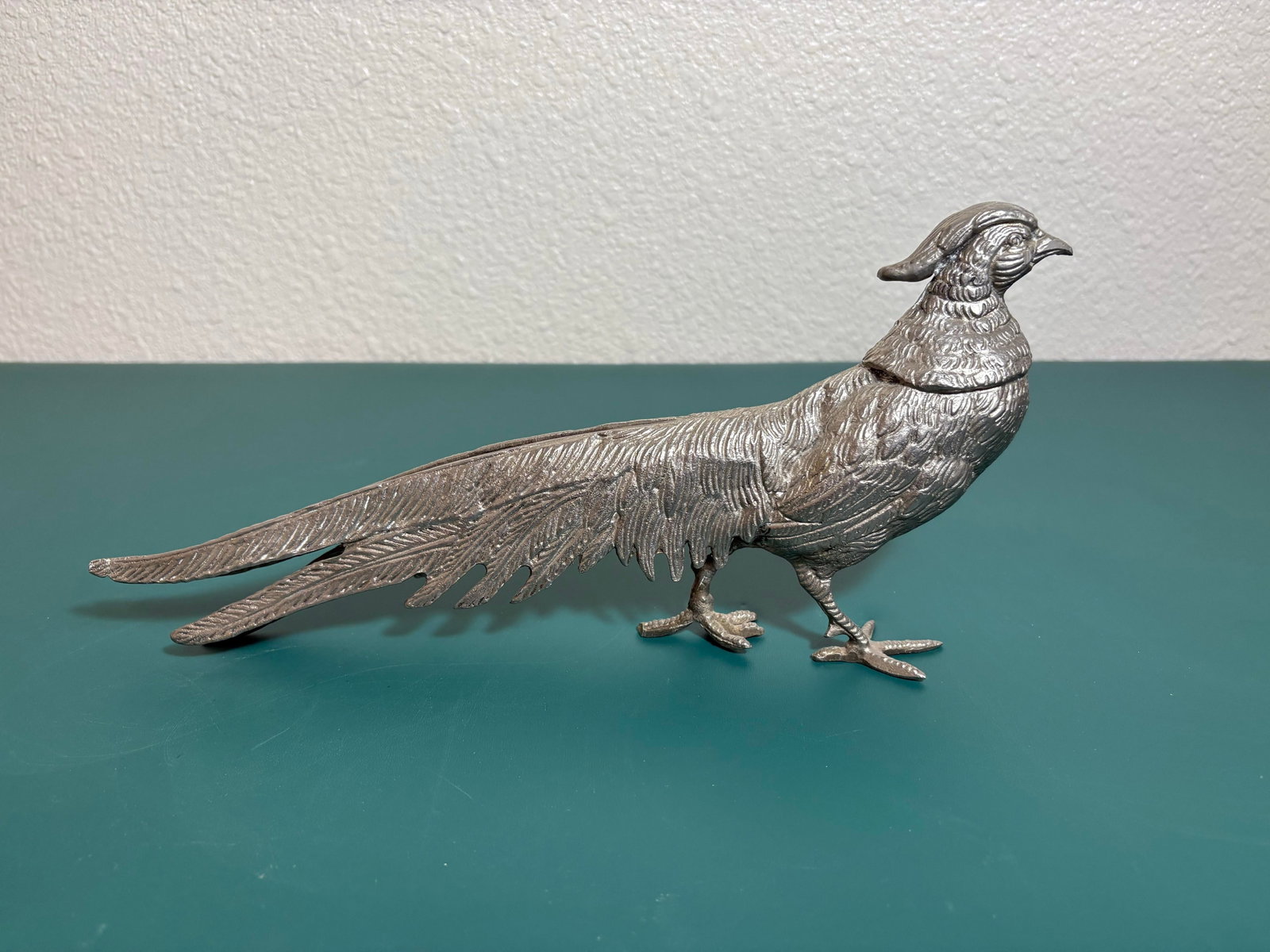Vintage Pair of Metal Chinese Pheasant Sculptures- A Pair - 3