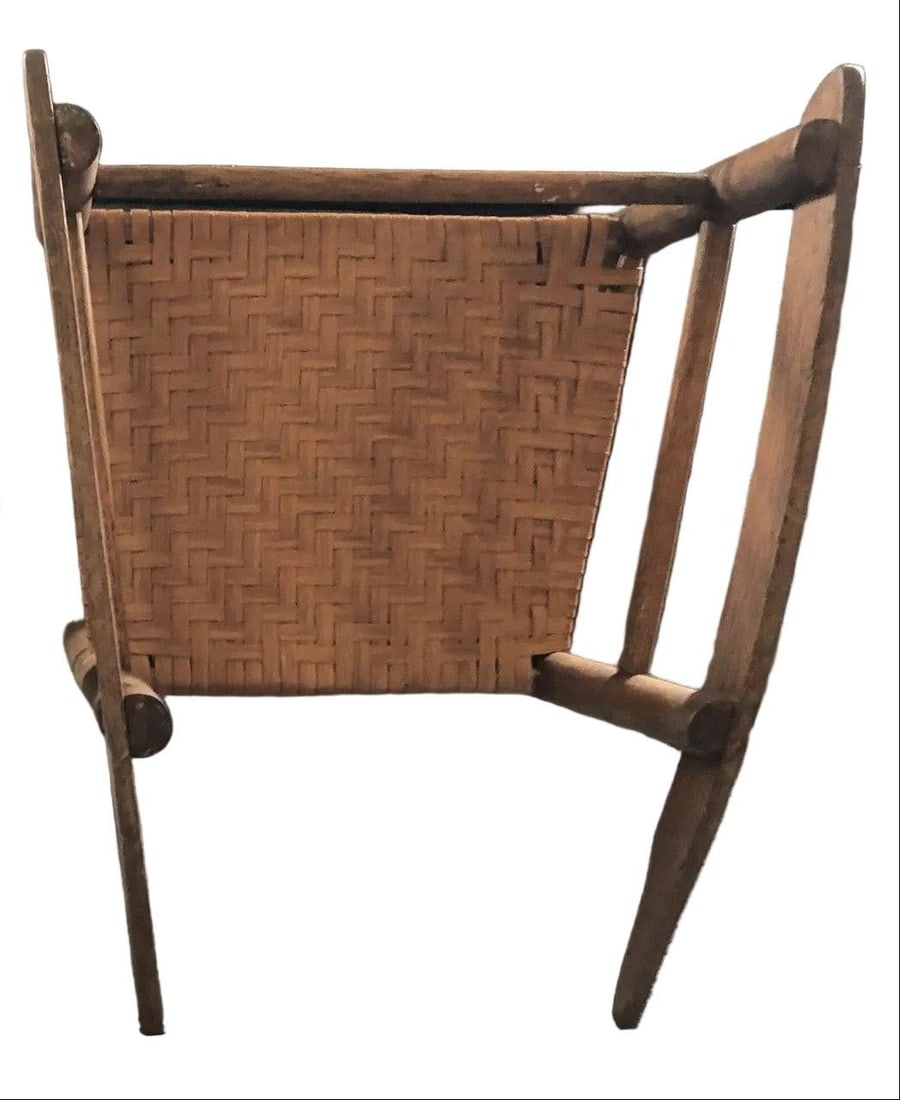 Antique Child's Rocker Chair With Splint Weave Seat - 4