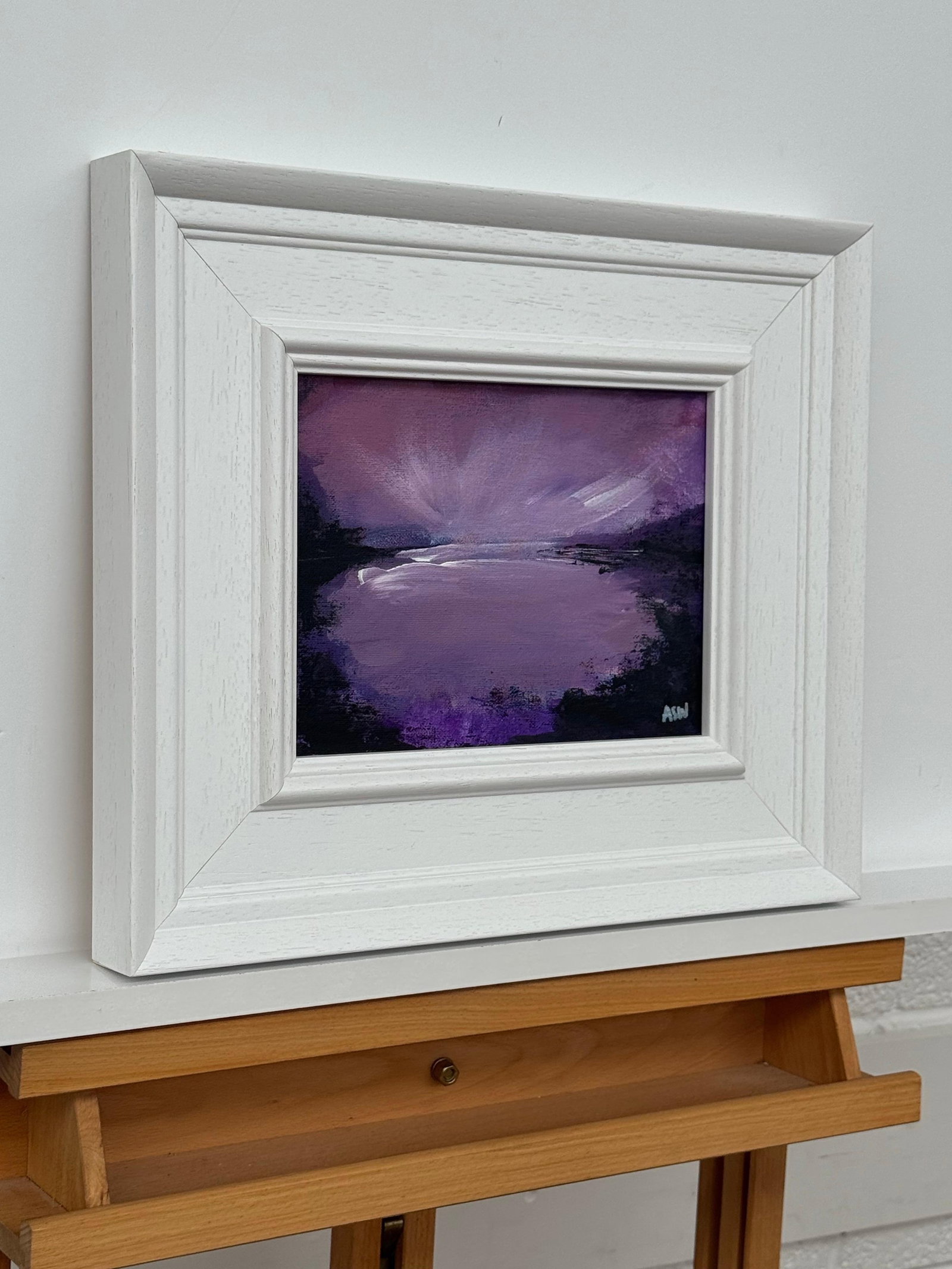Violet Reflections at Dusk - Miniature Art by Contemporary British Artist 2025 - 5