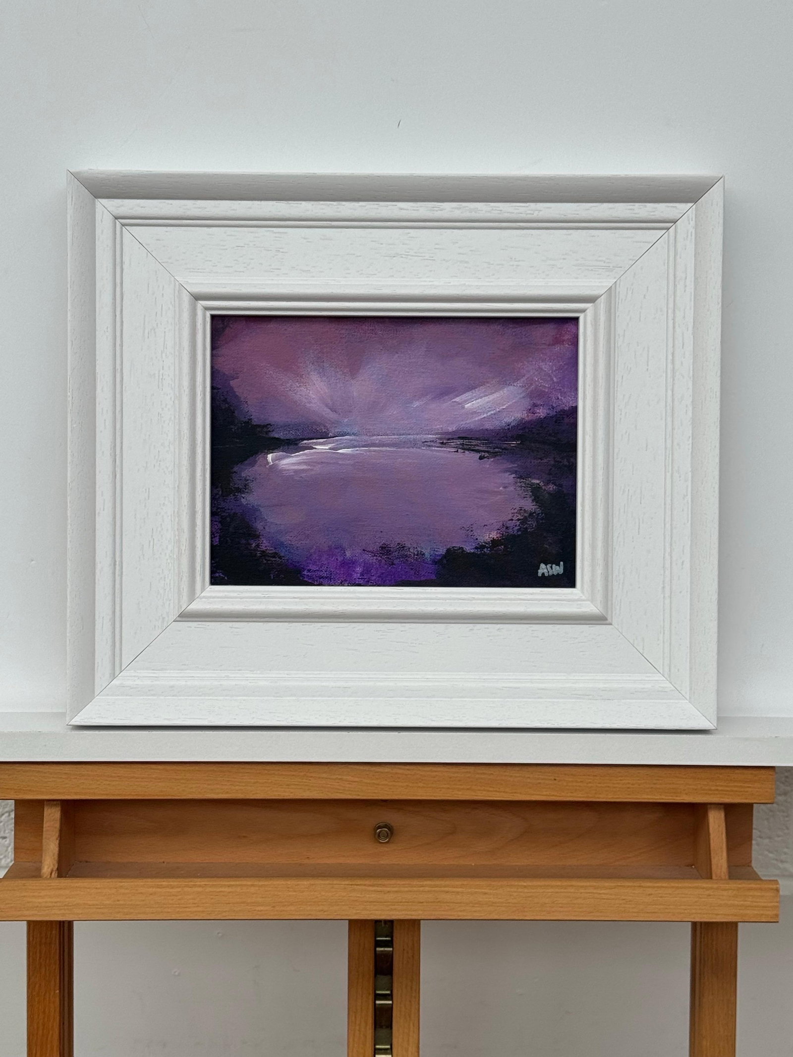 Violet Reflections at Dusk - Miniature Art by Contemporary British Artist 2025 - 6