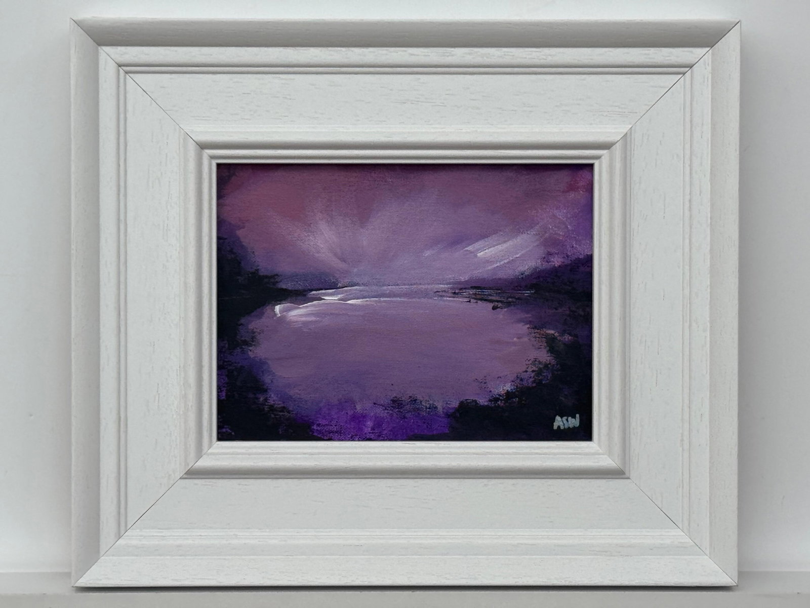 Violet Reflections at Dusk - Miniature Art by Contemporary British Artist 2025 - 9