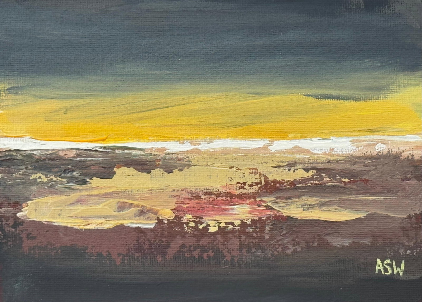 Midnight Ember - Miniature Abstract Landscape Art Study by Contemporary Artist 2025 - 9