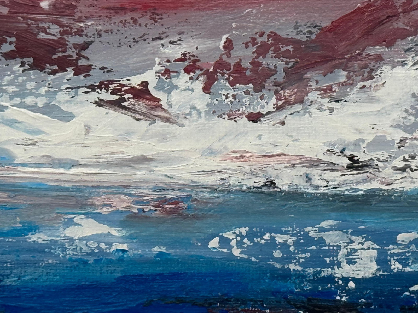 Crimson Horizon - Miniature Abstract Landscape Seascape by Contemporary Artist 2025 - 6