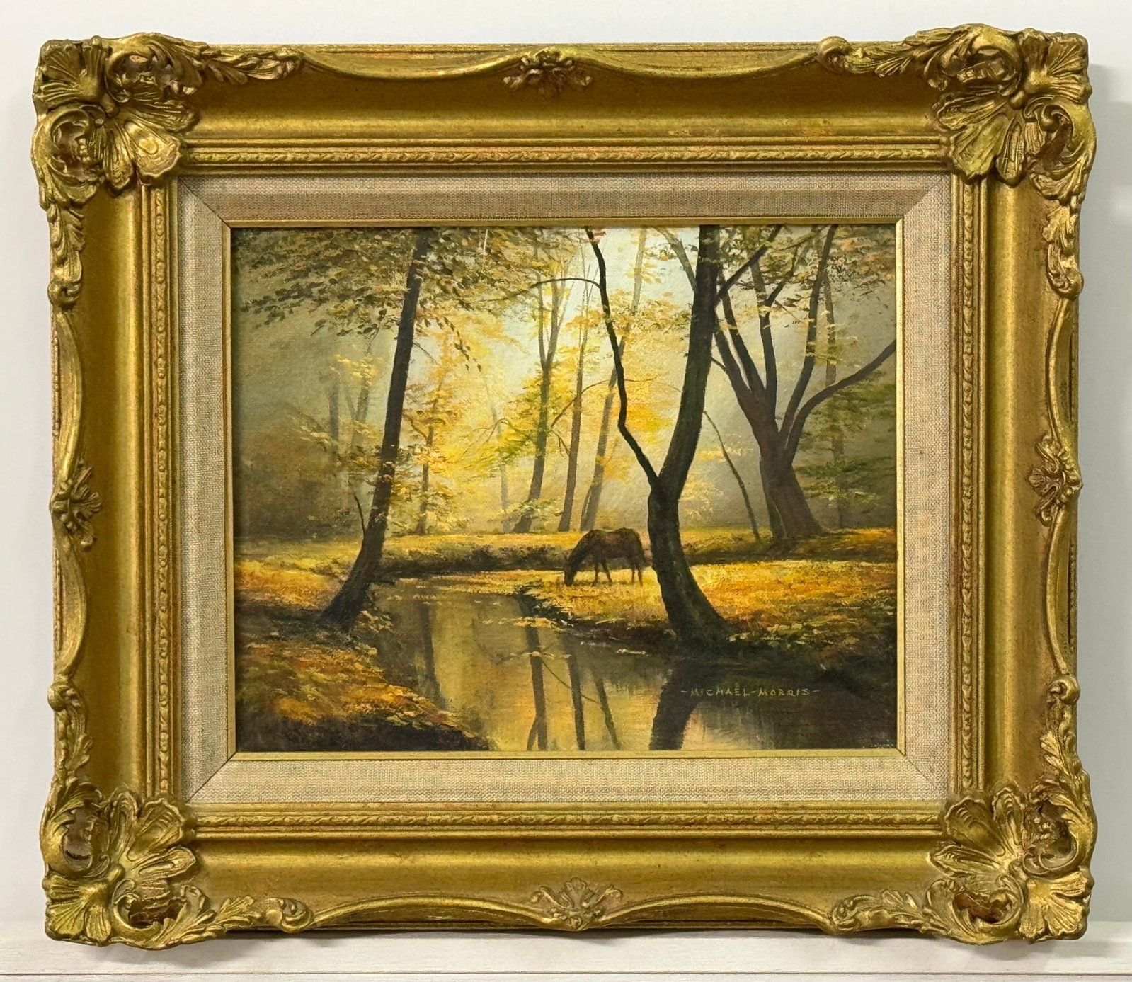 Horse next to River in the Woods of the English Countryside by British Artist 1970 (Circa) - 16