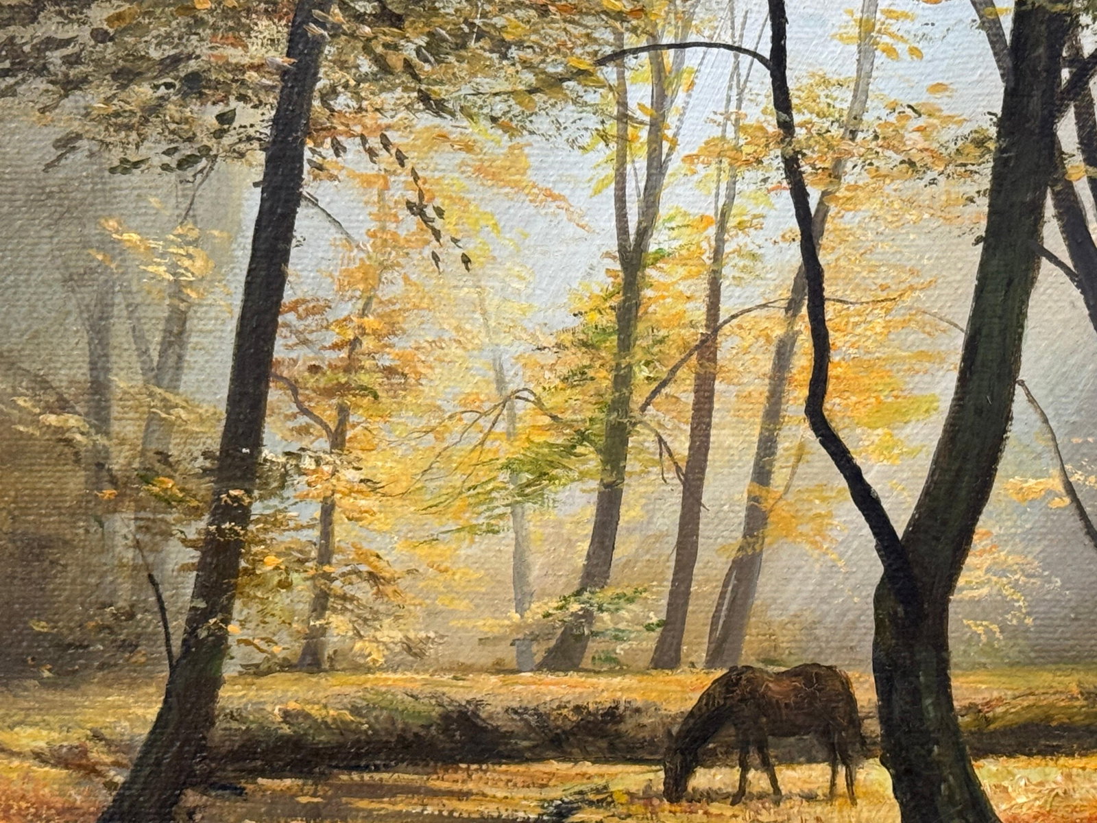 Horse next to River in the Woods of the English Countryside by British Artist 1970 (Circa) - 5