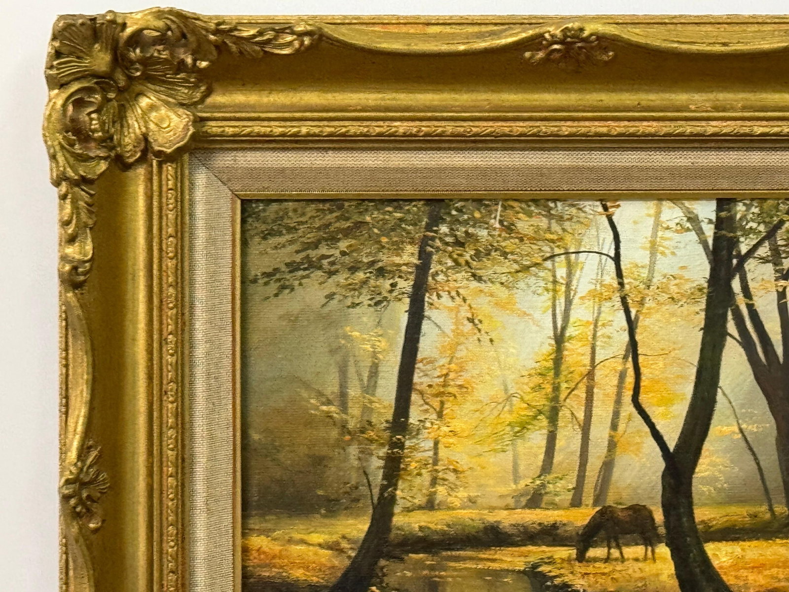 Horse next to River in the Woods of the English Countryside by British Artist 1970 (Circa) - 7
