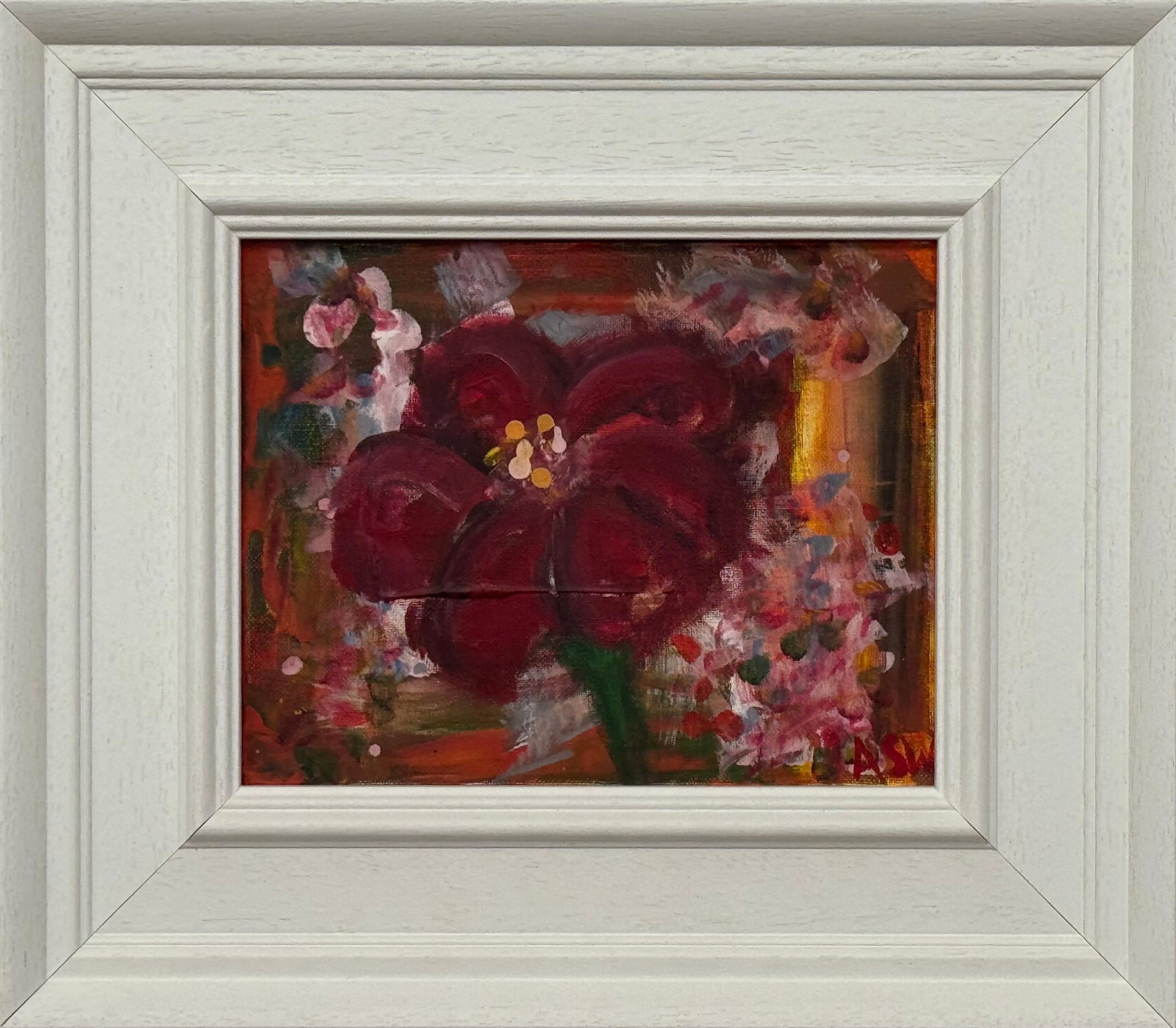 Ameryllis Study 1 - Miniature Abstract Floral Canvas Art by Contemporary Artist 2005 (1 of 11)