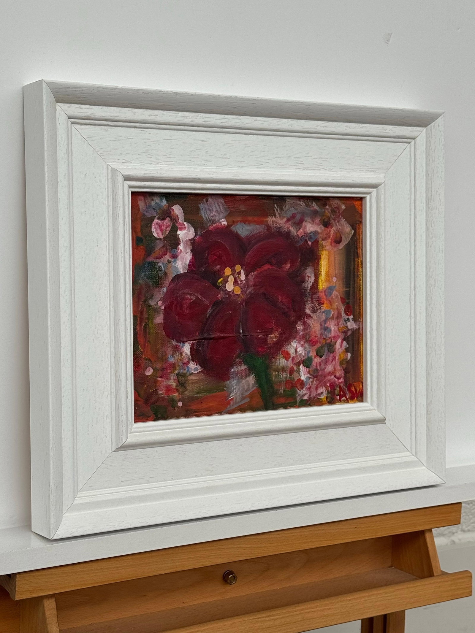 Ameryllis Study 1 - Miniature Abstract Floral Canvas Art by Contemporary Artist 2005 - 4