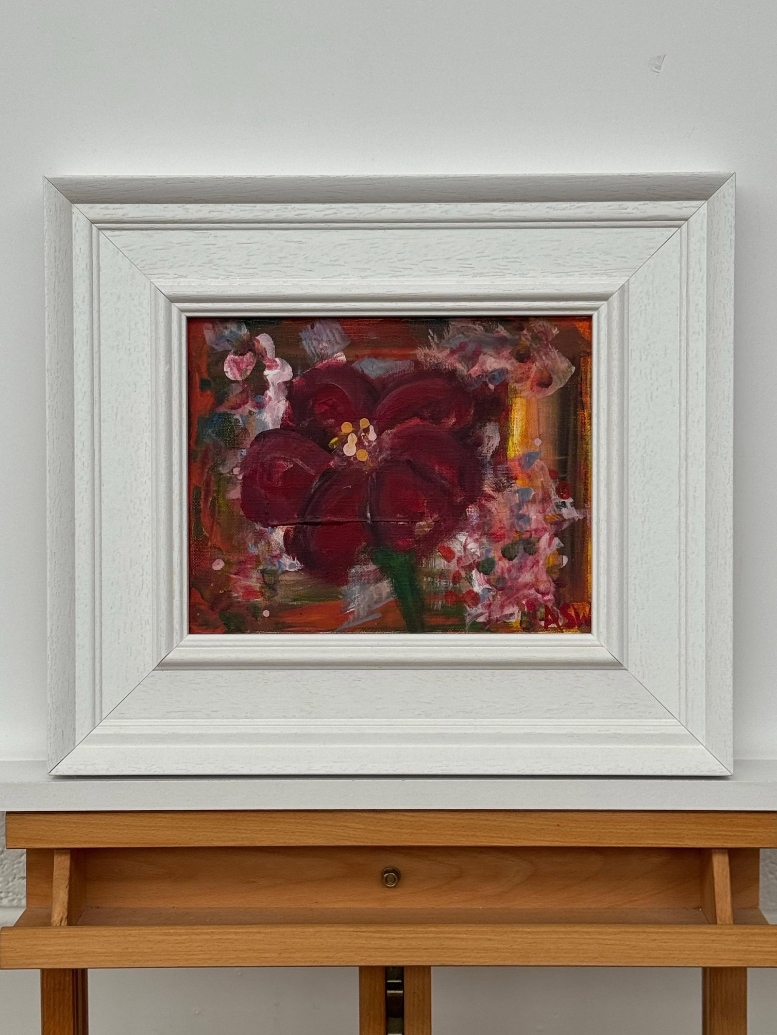 Ameryllis Study 1 - Miniature Abstract Floral Canvas Art by Contemporary Artist 2005 - 5