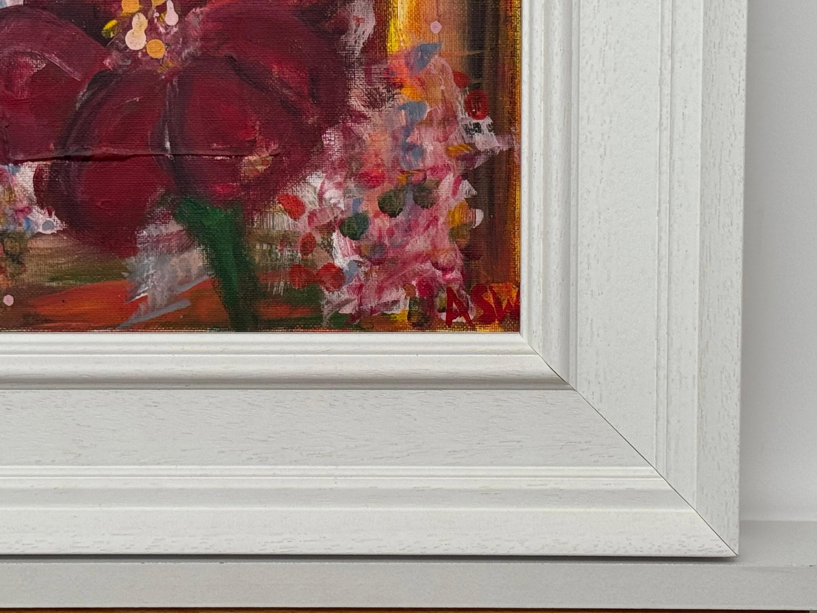 Ameryllis Study 1 - Miniature Abstract Floral Canvas Art by Contemporary Artist 2005 - 7