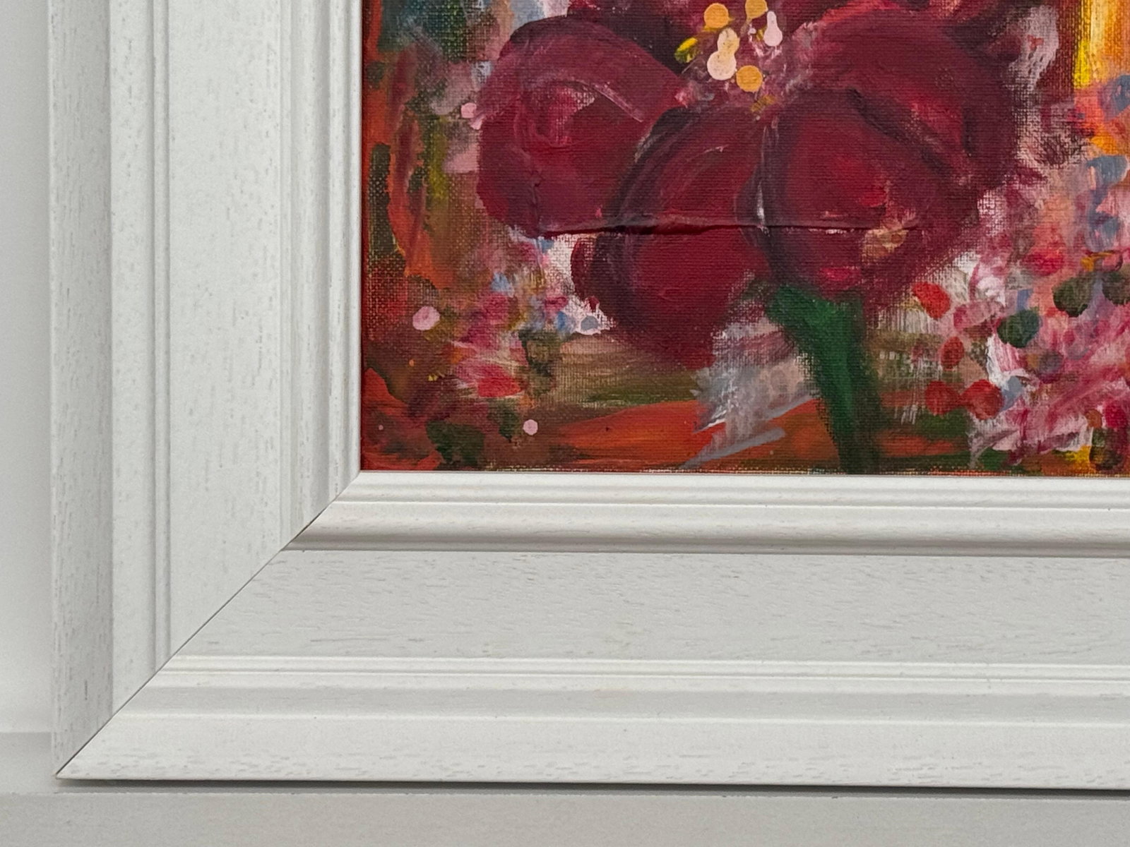Ameryllis Study 1 - Miniature Abstract Floral Canvas Art by Contemporary Artist 2005 - 8