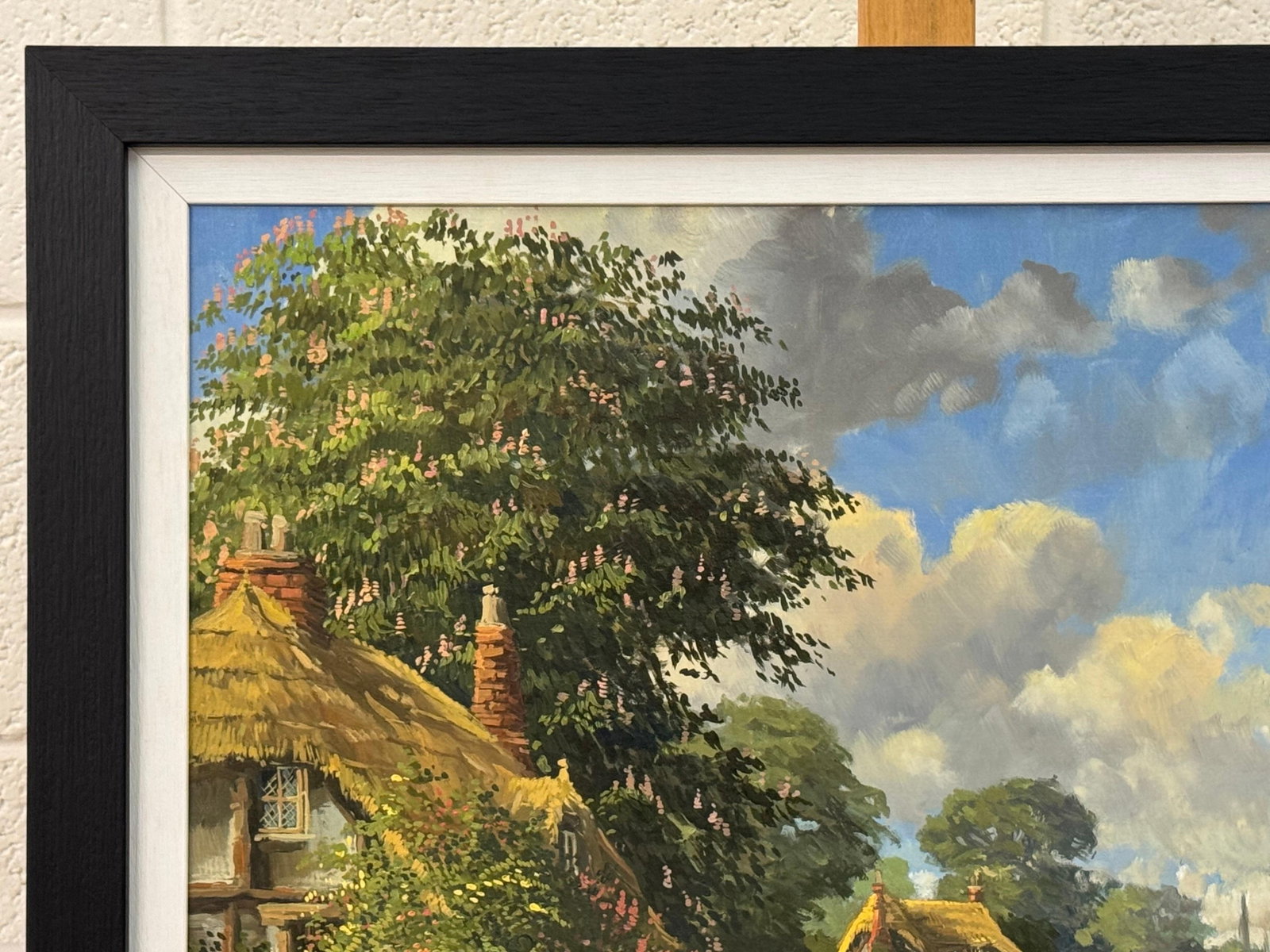 John Miller Thatched Cottages with Wild Flowers & Village Church in the English Countryside 1985 Cir - 17