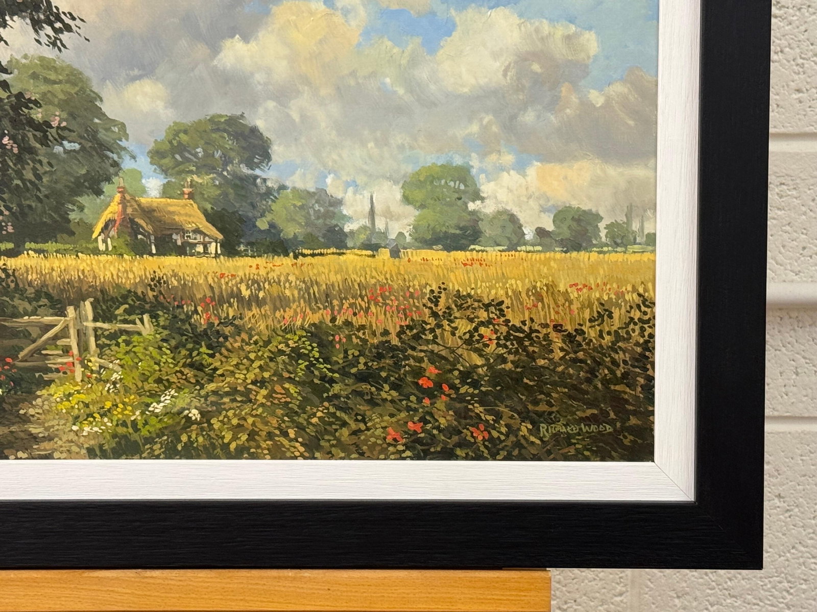 John Miller Thatched Cottages with Wild Flowers & Village Church in the English Countryside 1985 Cir - 3