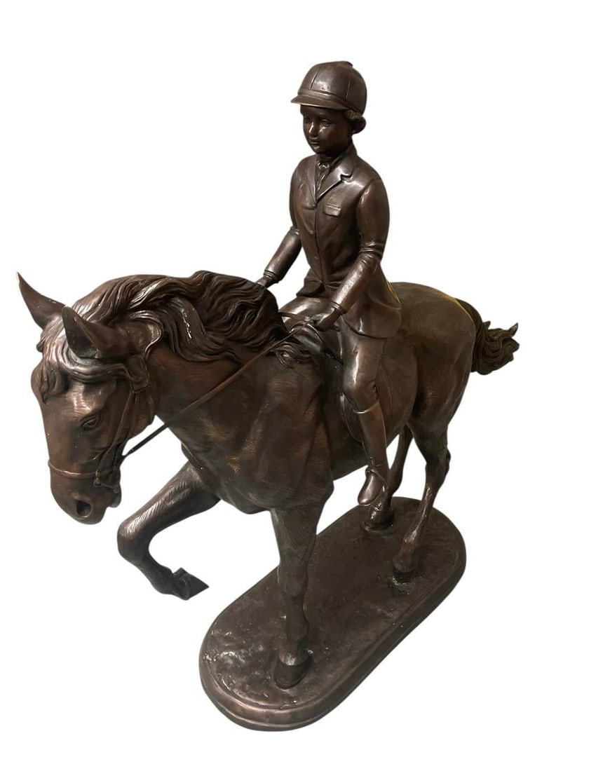 Antique-Style Bronze Equestrian Sculpture of a Young Rider - 4