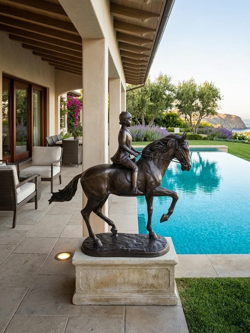 Antique-Style Bronze Equestrian Sculpture of a Young Rider - 6