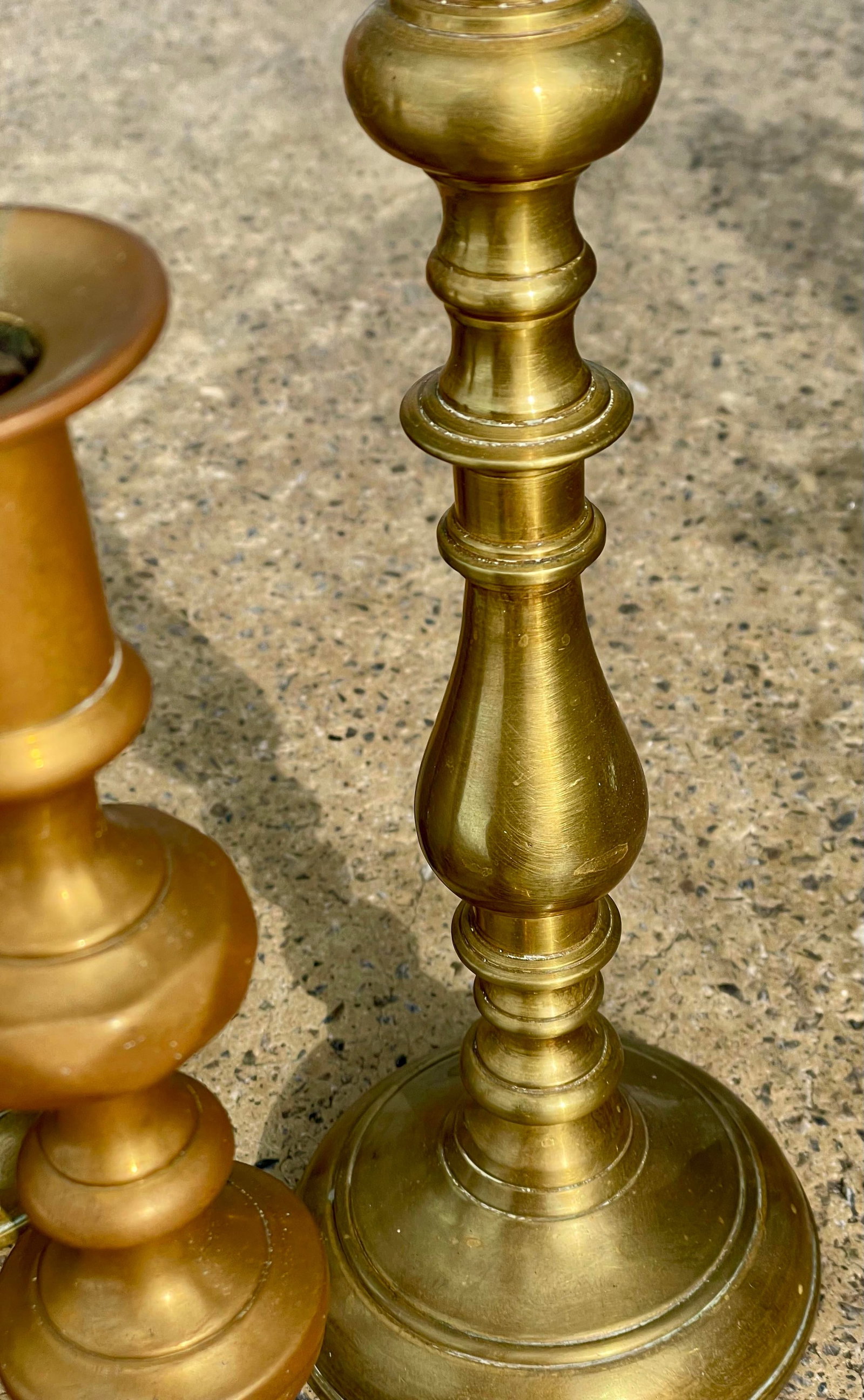 Two Pr Brass Bell Metal 19th C Georgian Candlesticks Holders 10 3/4" Beehive 12" - 4