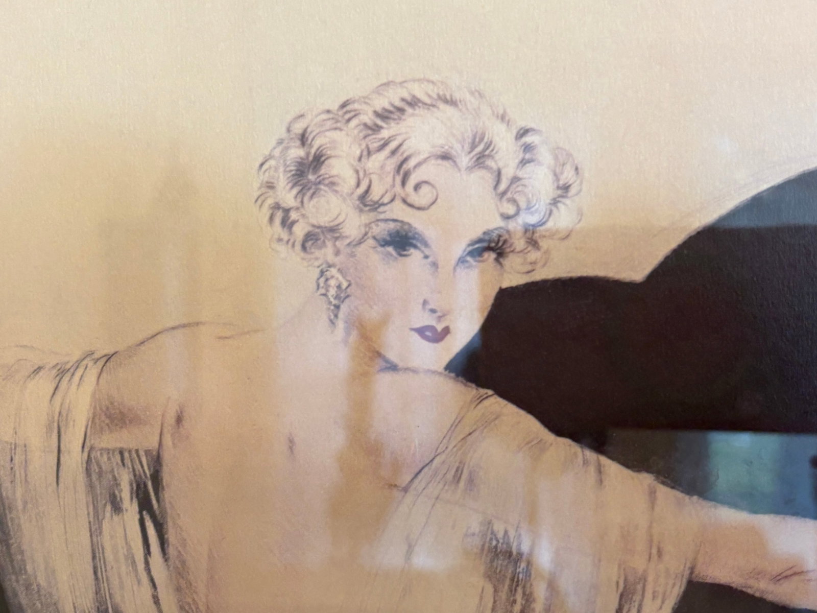 1970s Louis Icart Art Deco Framed Lithogragh Reproduction Entitled "Le Sofa" - 2