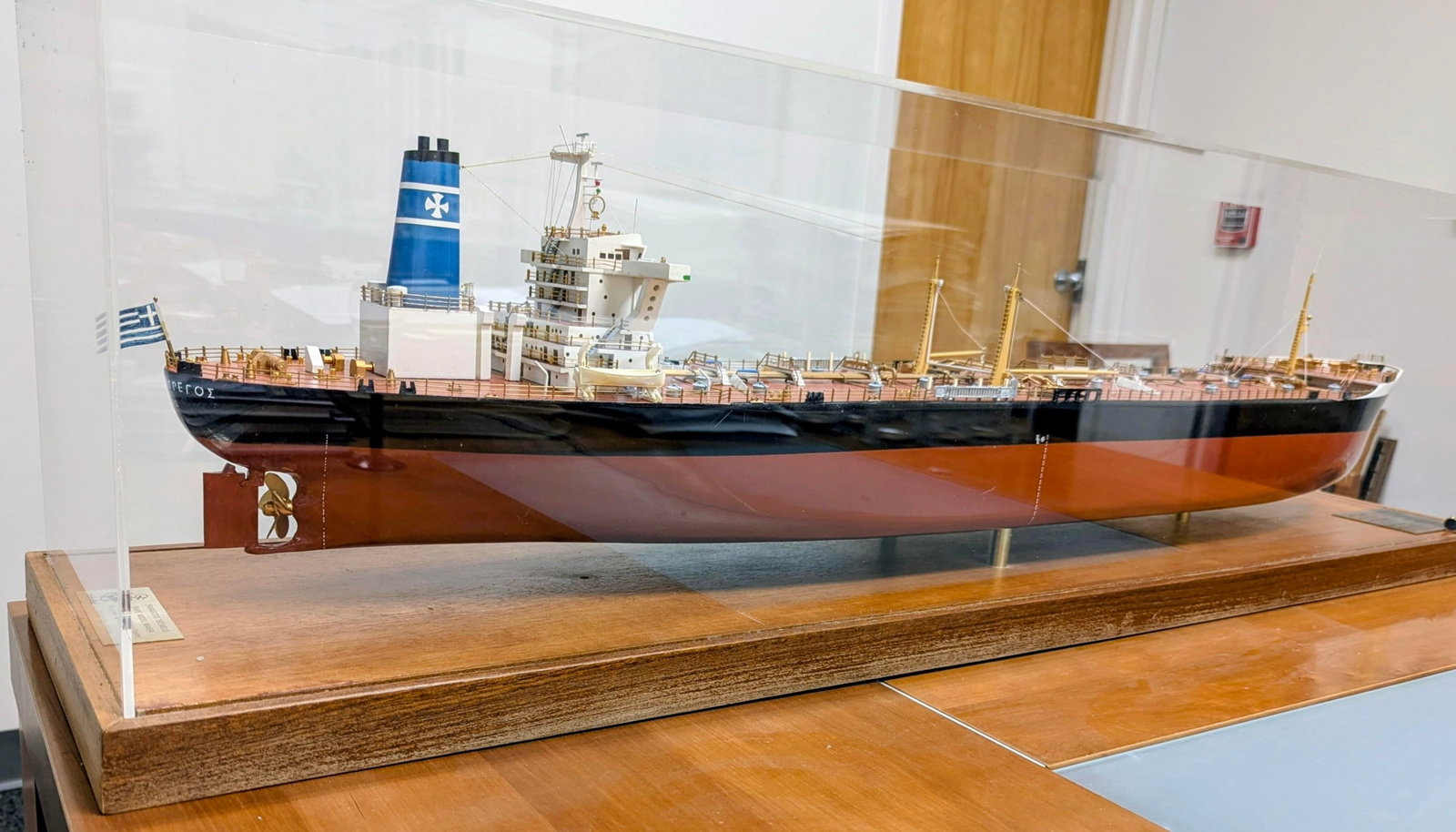 Rare Museum Quality Tanker Ship Model in Display Case Titled "Mv Captain Gregos" - 12