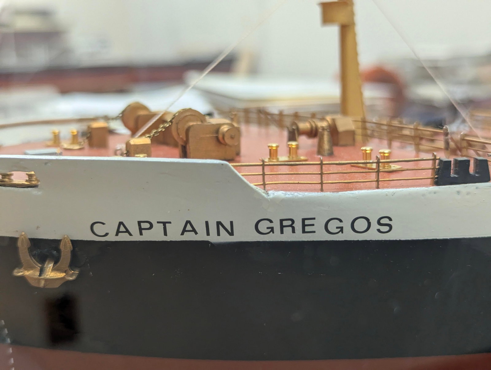 Rare Museum Quality Tanker Ship Model in Display Case Titled "Mv Captain Gregos" - 18