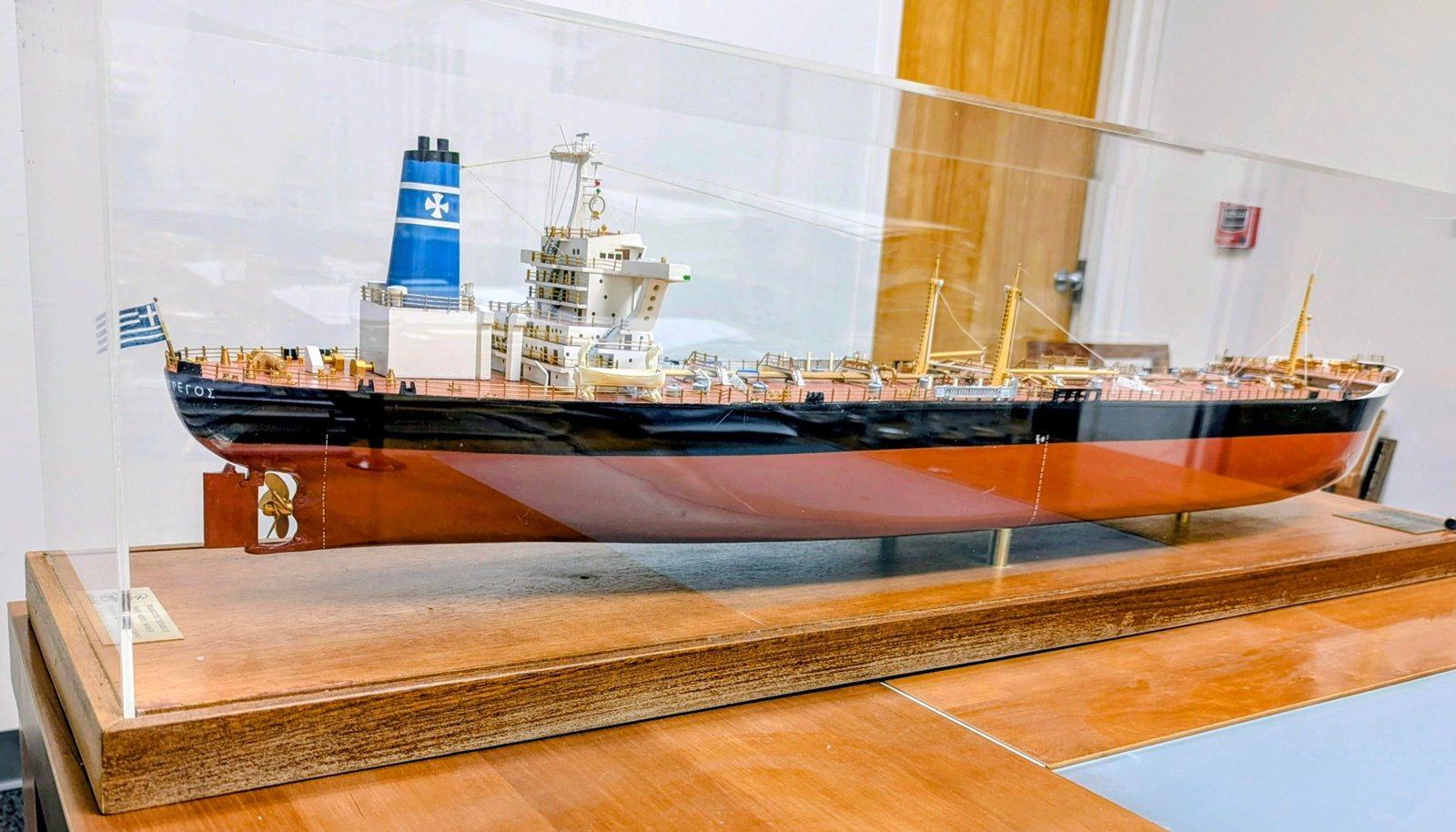 Rare Museum Quality Tanker Ship Model in Display Case Titled "Mv Captain Gregos" - 7