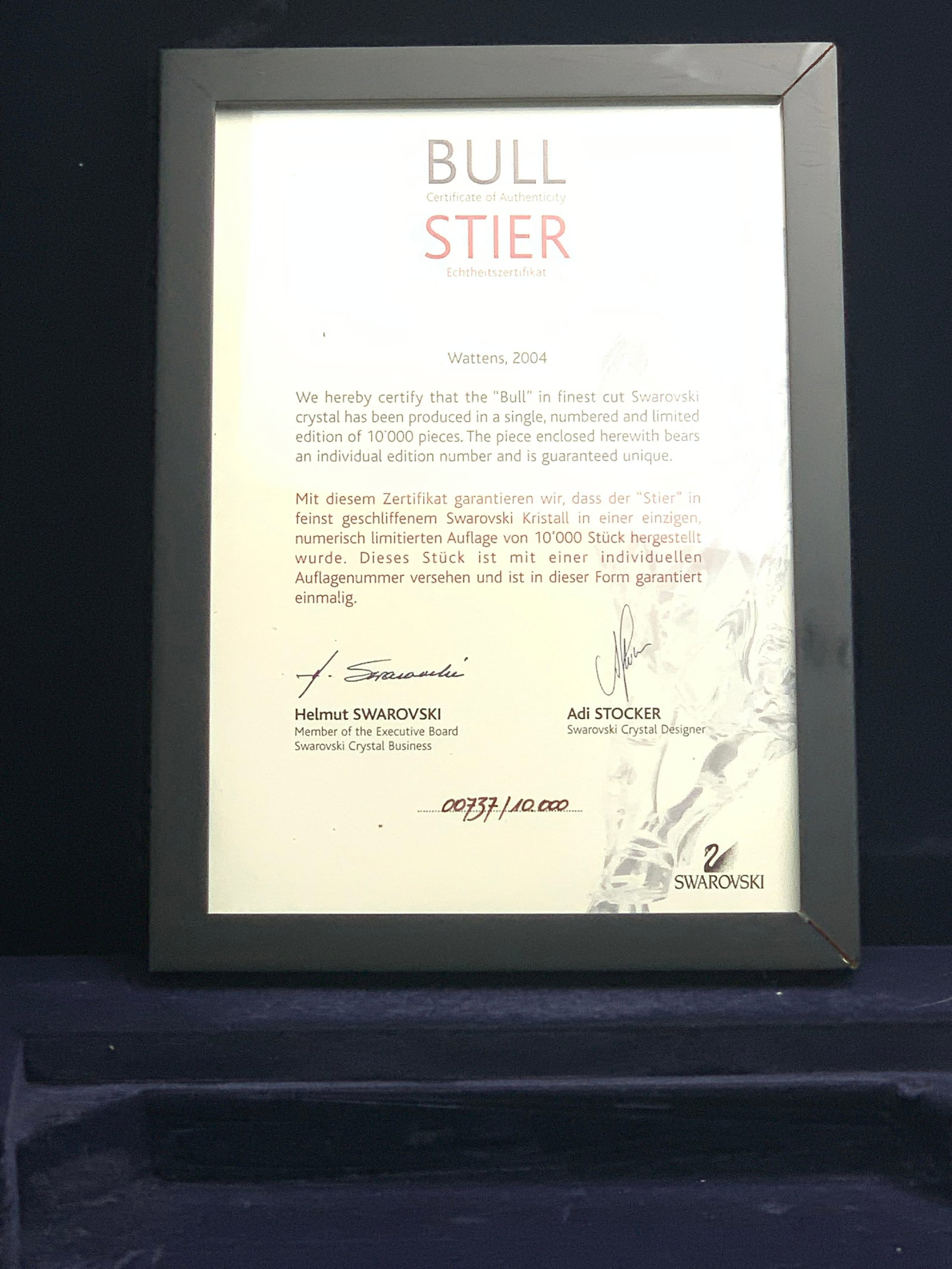 2004 Swarovski 'Bull' Numbered Limited Edition Der Stier - 4
