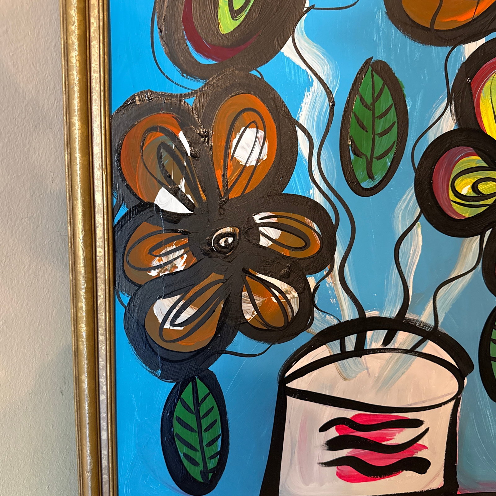 1970s Peter Keil Flowers Abstract Painting ~ Framed - 5