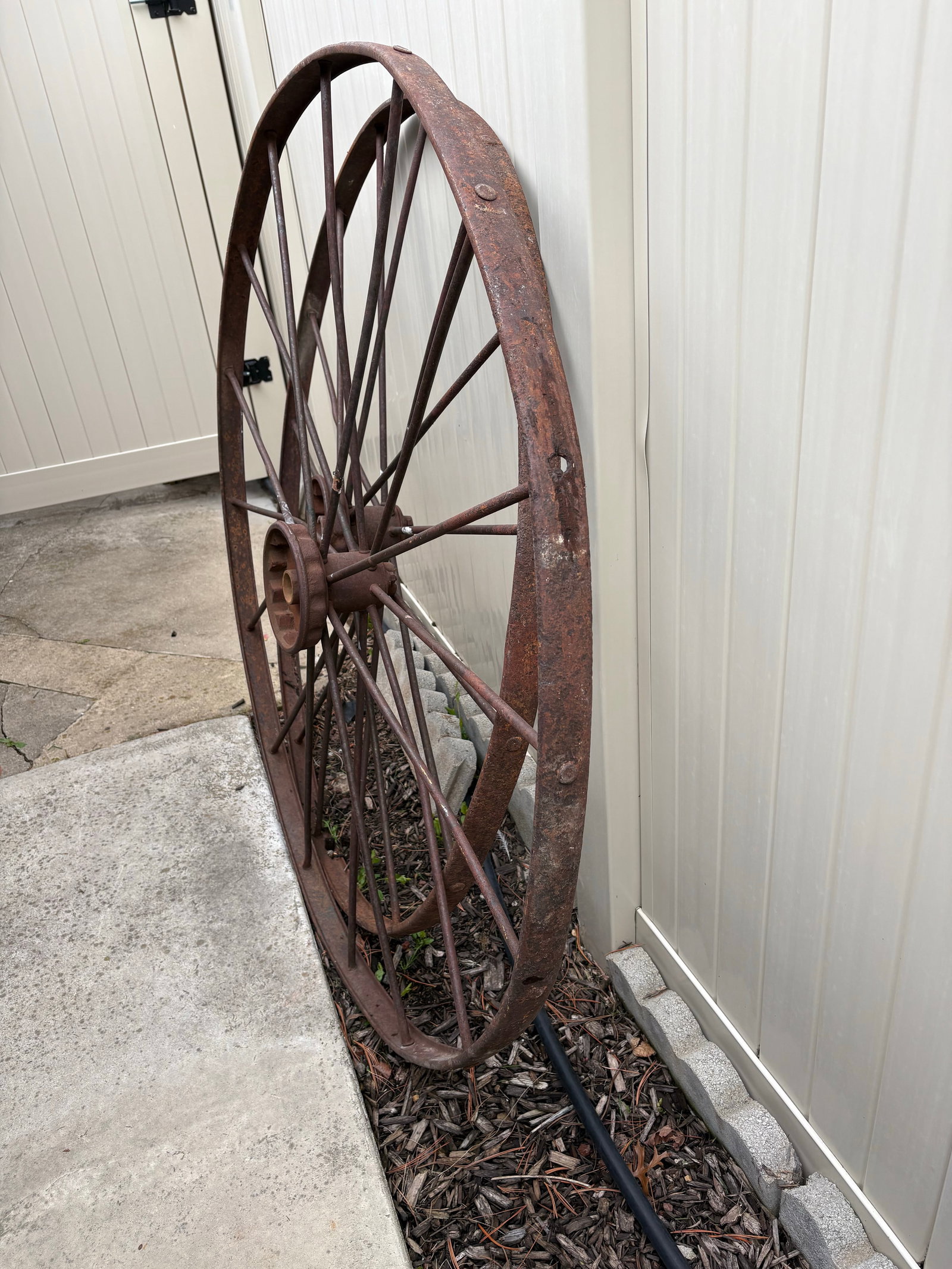 Antique Iron Wagon Wheels - A Pair - 2