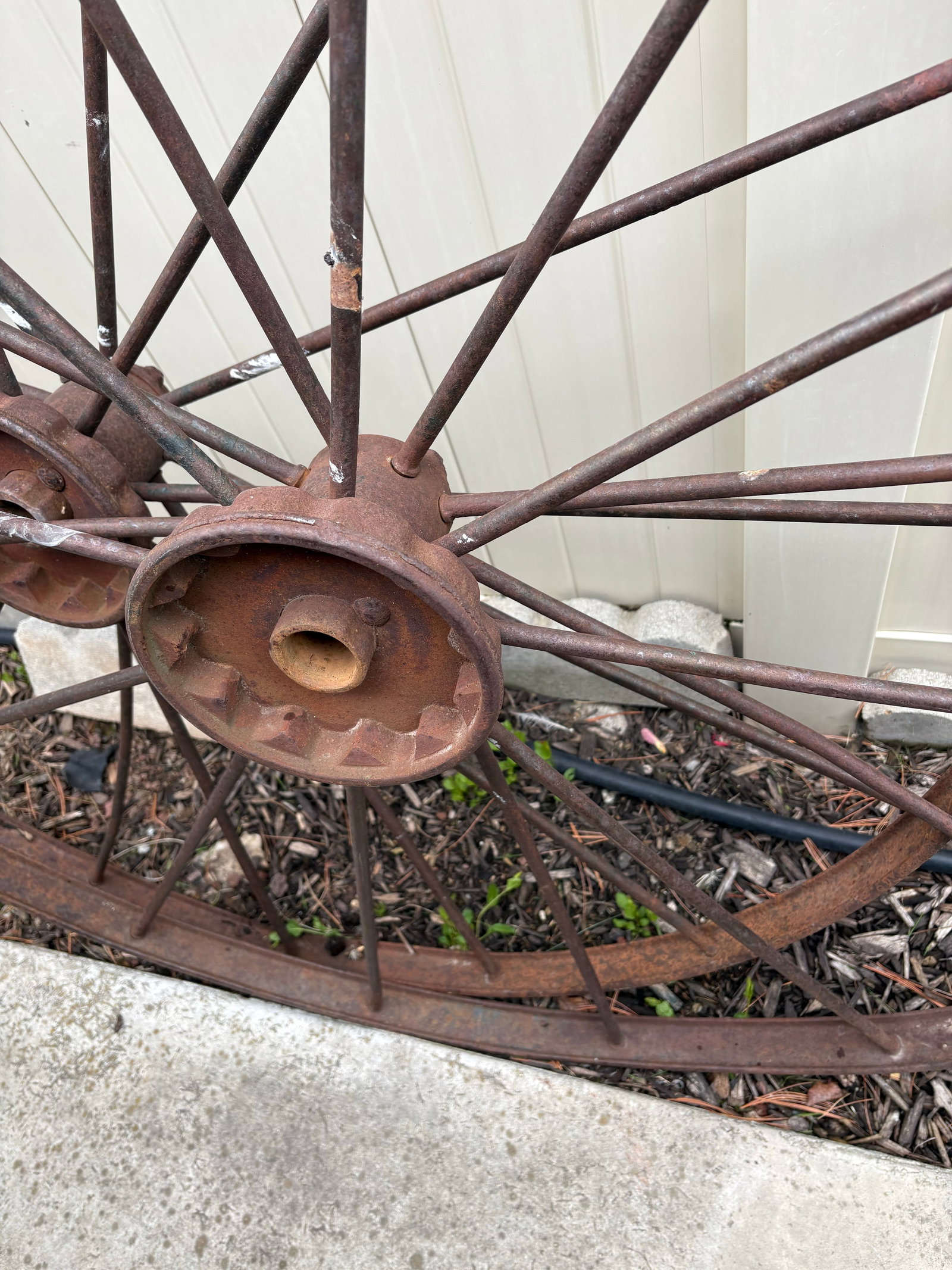 Antique Iron Wagon Wheels - A Pair - 3