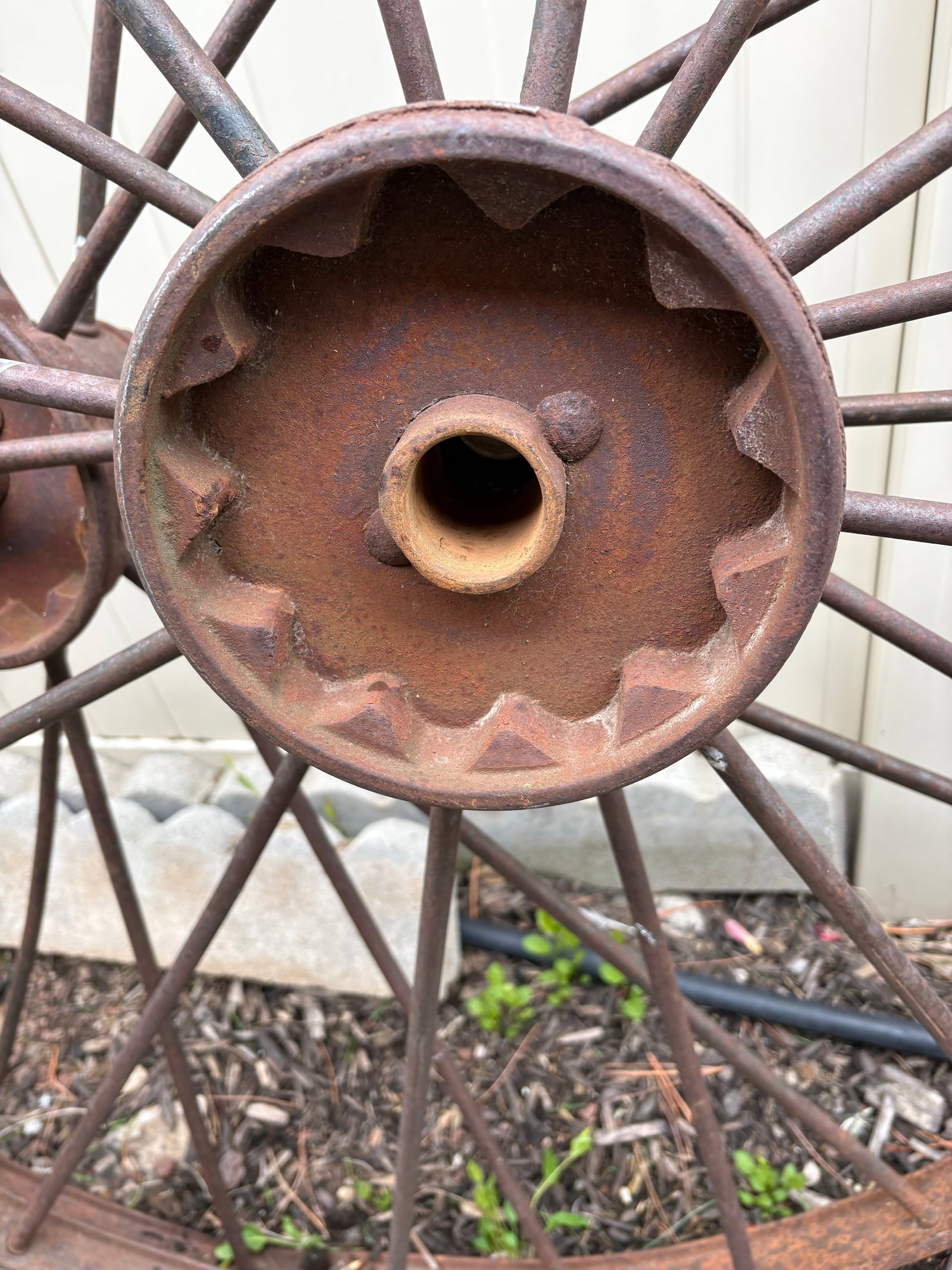 Antique Iron Wagon Wheels - A Pair - 4