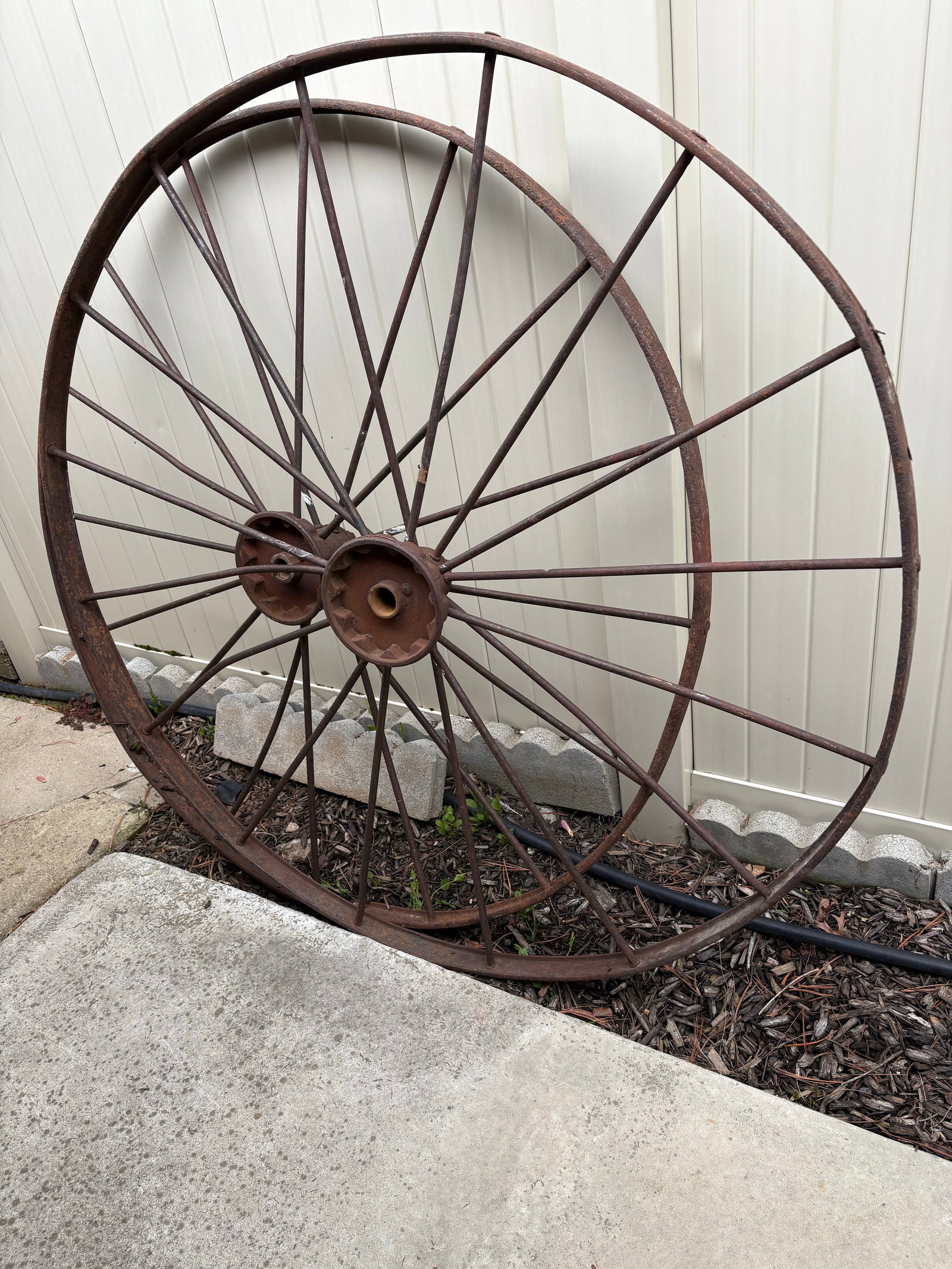 Antique Iron Wagon Wheels - A Pair - 5