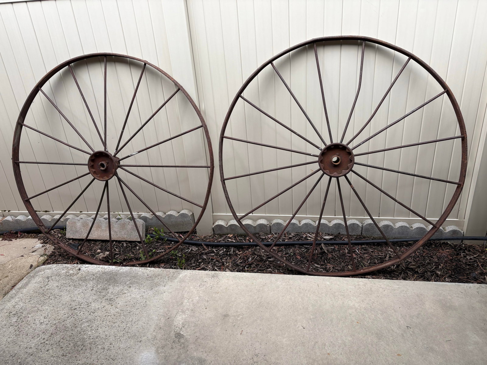 Antique Iron Wagon Wheels - A Pair - 7