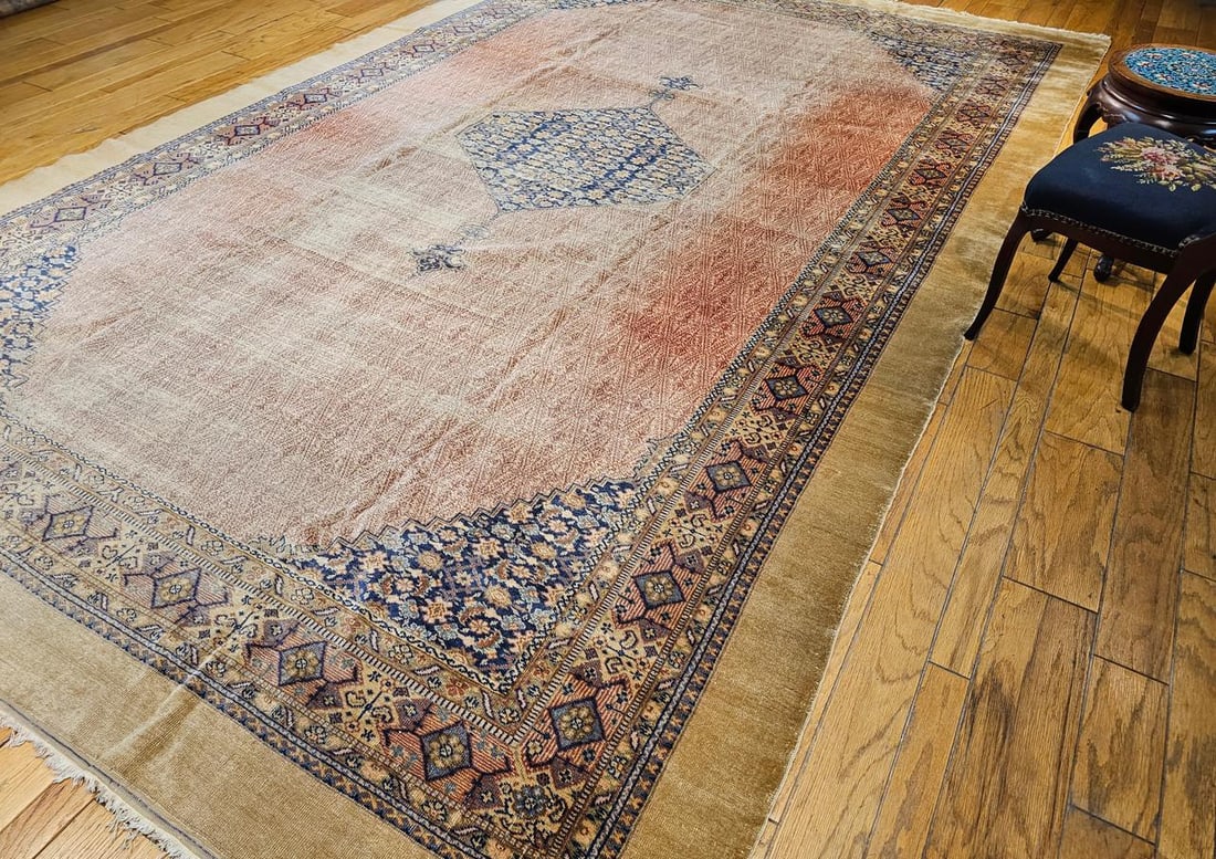 Antique Persian Malayer Camel Hair Gallery Rug, Handwoven, Circa 1900 - 11