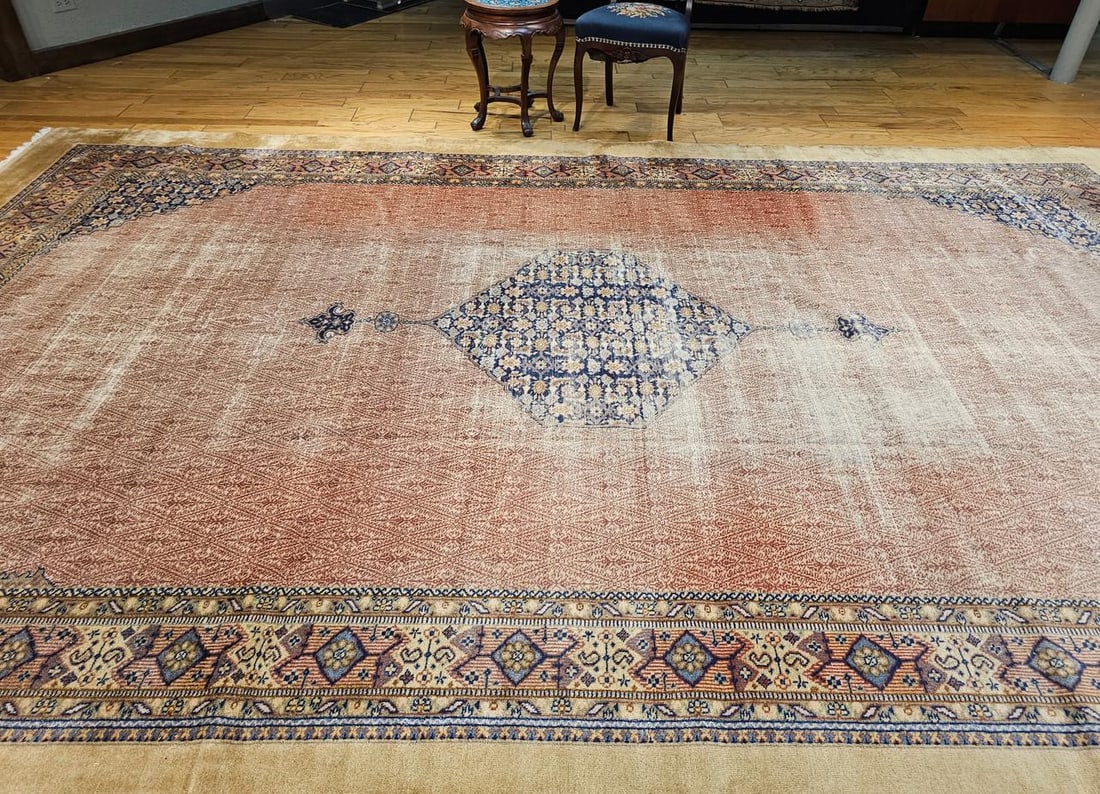Antique Persian Malayer Camel Hair Gallery Rug, Handwoven, Circa 1900 - 12