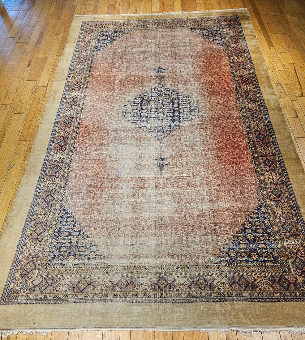 Antique Persian Malayer Camel Hair Gallery Rug, Handwoven, Circa 1900 - 2