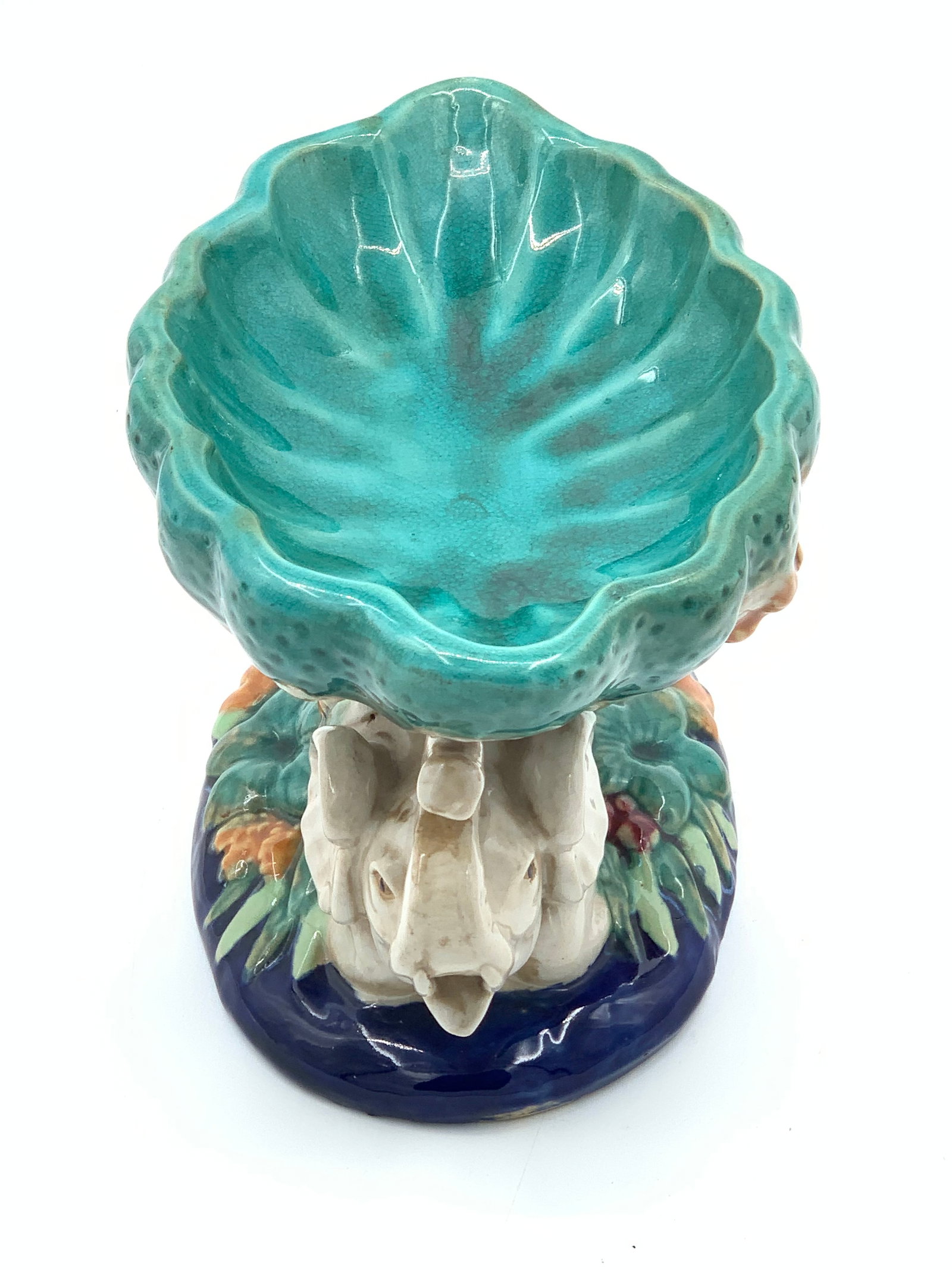 Vintage Italian Majolica Elephant Pedestal Centerpiece - 2