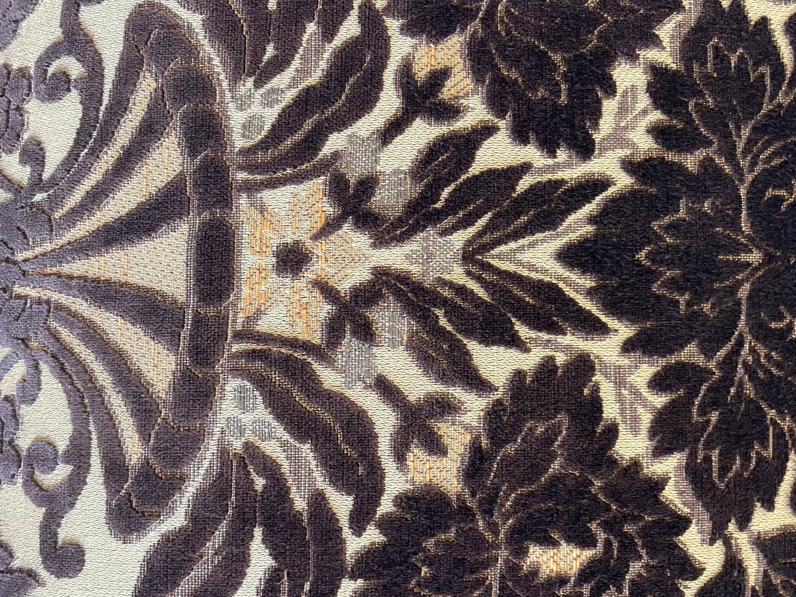 Reduced-Vintage 22" Italian Fortuny Velvet Feather Down Pillows Pair - 6