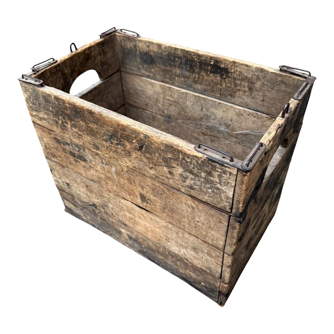 Antique Hubbard's Wire Sewed Wood Folding Box Crate: Offering a character-rich antique Hubbard's Wire Sewed Folding Box, a unique collapsible wooden crate produced in the late 19th and early 20th centuries. Fabulous aged markings of the Puffer-Hubbard