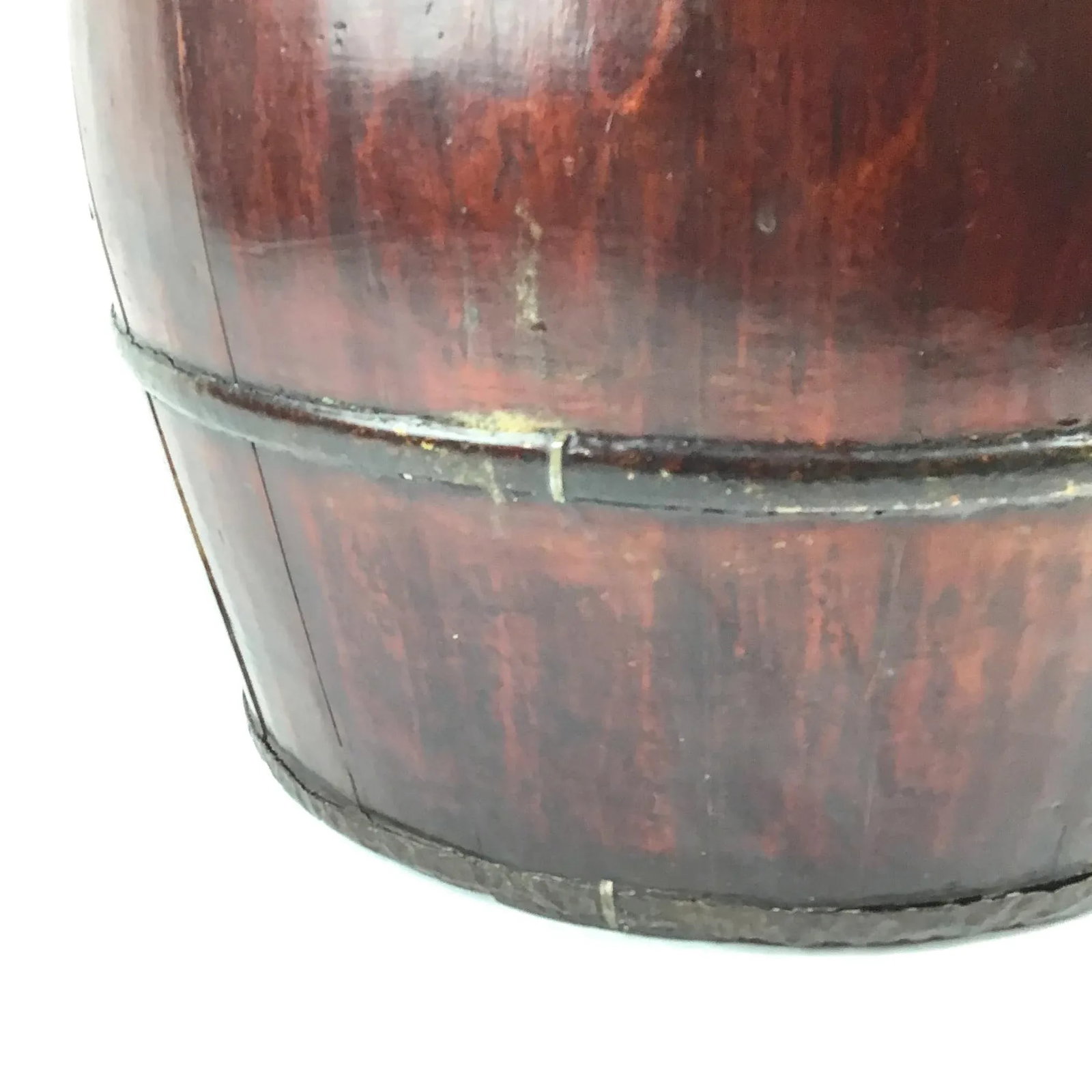 Antique Wood and Bronze Chinese Rice Water Bucket - 10