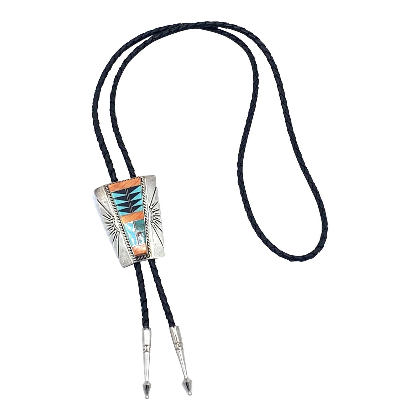 Roger Skeet Jr Sterling Silver Bolo Tie: AMAZING ! Stunning Roger Skeet Jr Sterling Silver Bolo Tie! This incredible piece is more than just an accessory; it's a work of art, meticulously crafted by the renowned artisan Roger Skeet Jr.