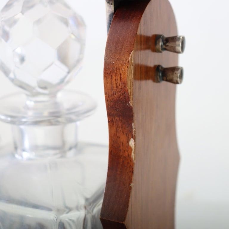 Antique Oak Tantalus With 3-Art Glass Spirit Decanters C1920 - 7